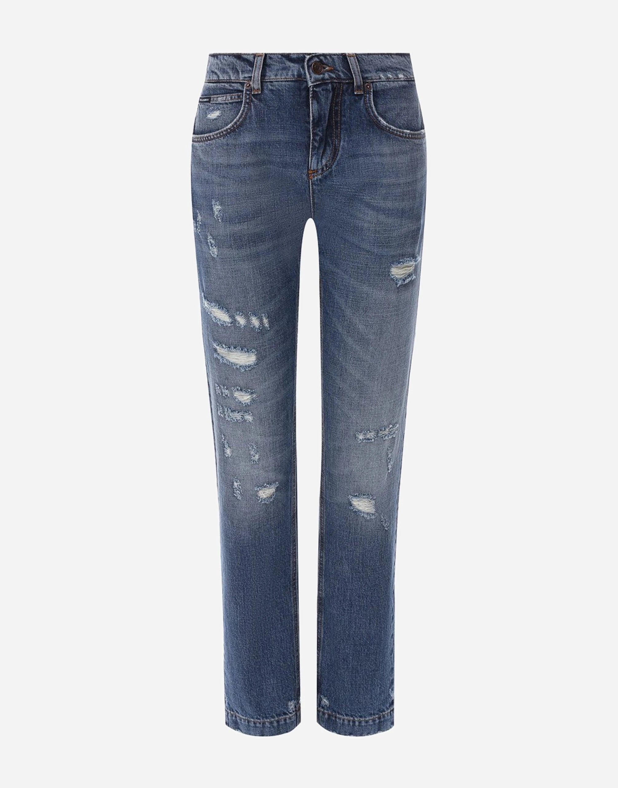 Dolce & Gabbana Sacred Heart Embroidery Boyfriend Jeans