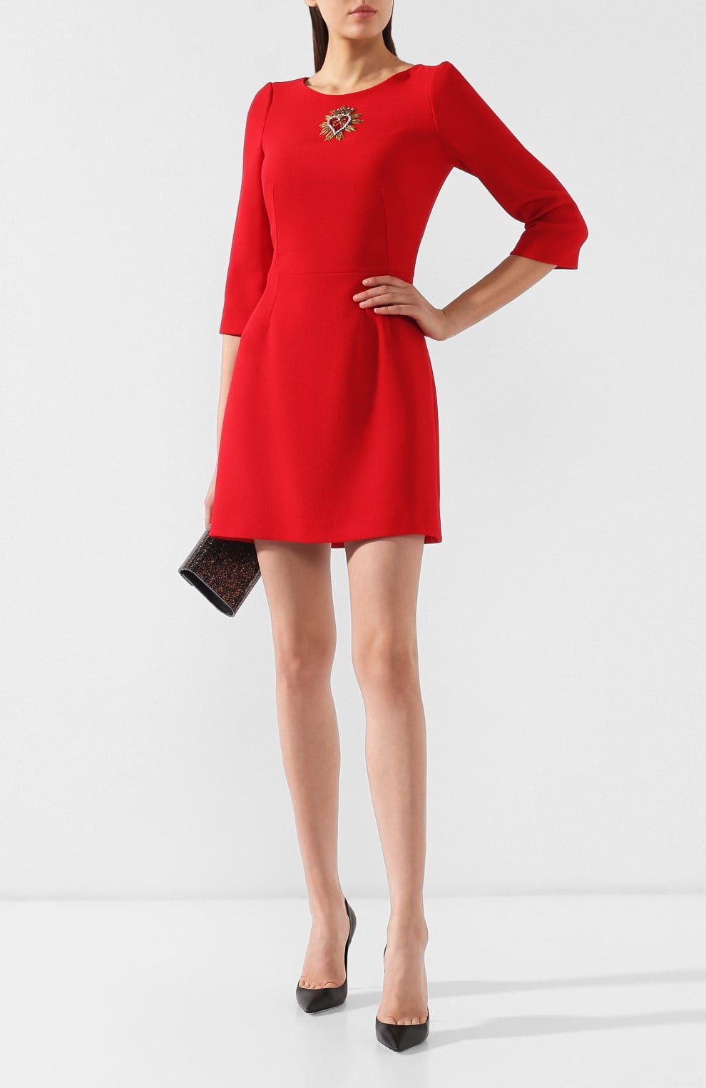 Sacred Heart Embroidery Wool Dress - alternate view