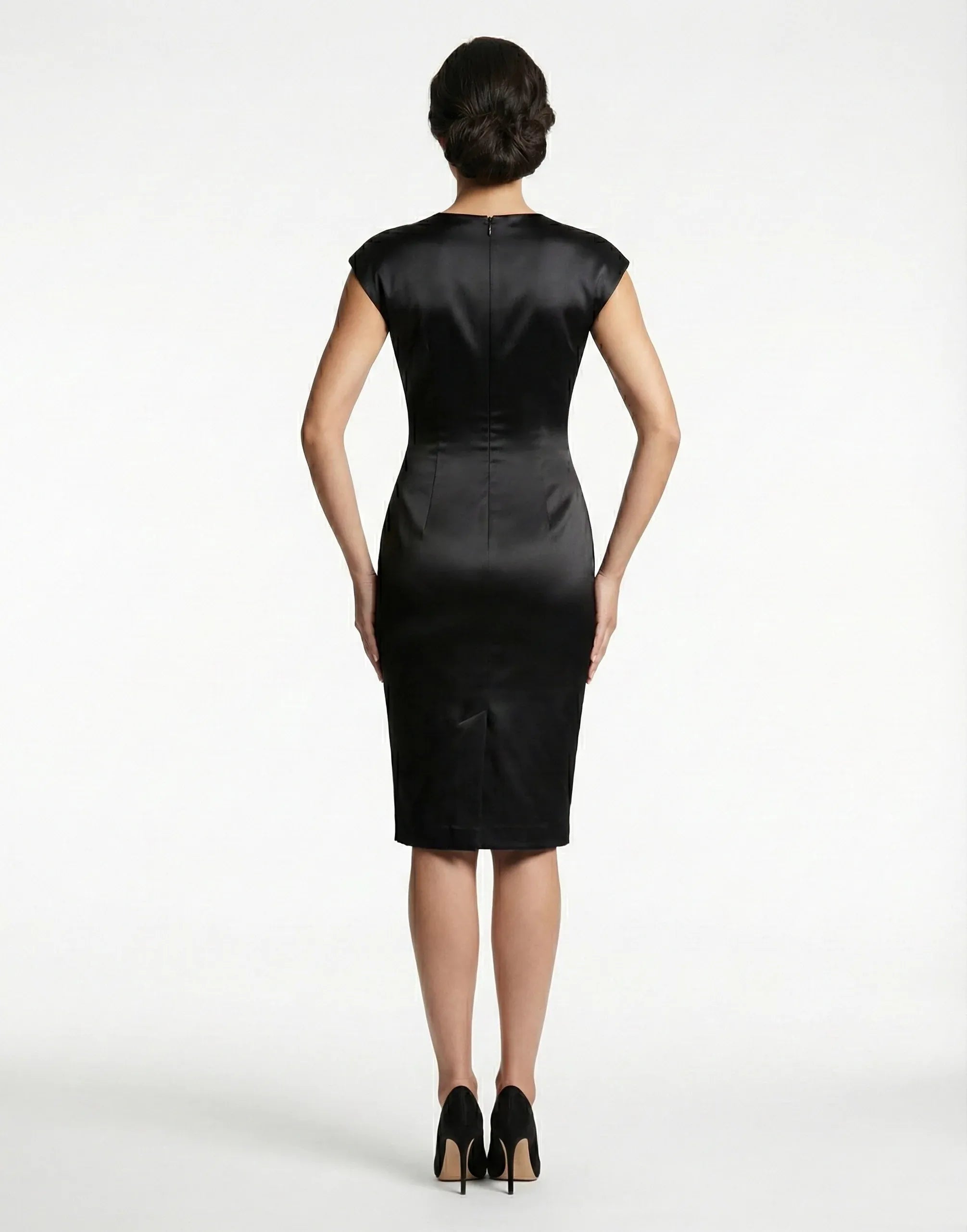 Dolce & Gabbana Satin Cap-Sleeve Sheath Midi Dress