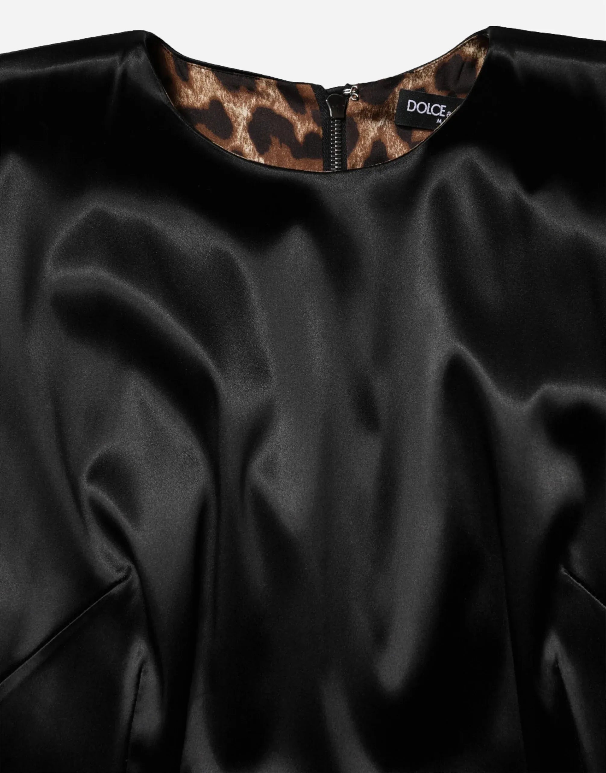 Dolce & Gabbana Satin Cap-Sleeve Sheath Midi Dress