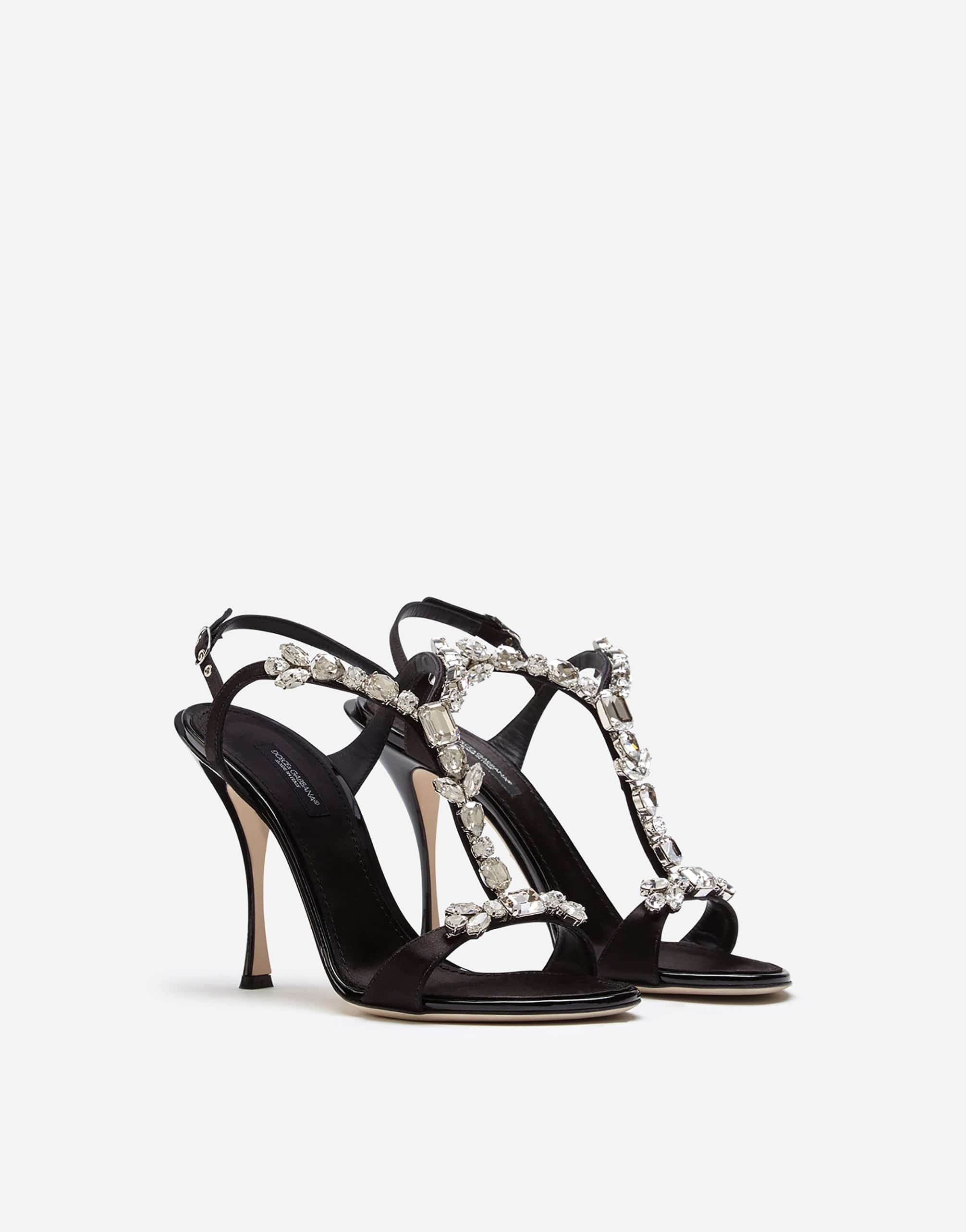 Satin kristallen versierde sandalen - alternate view