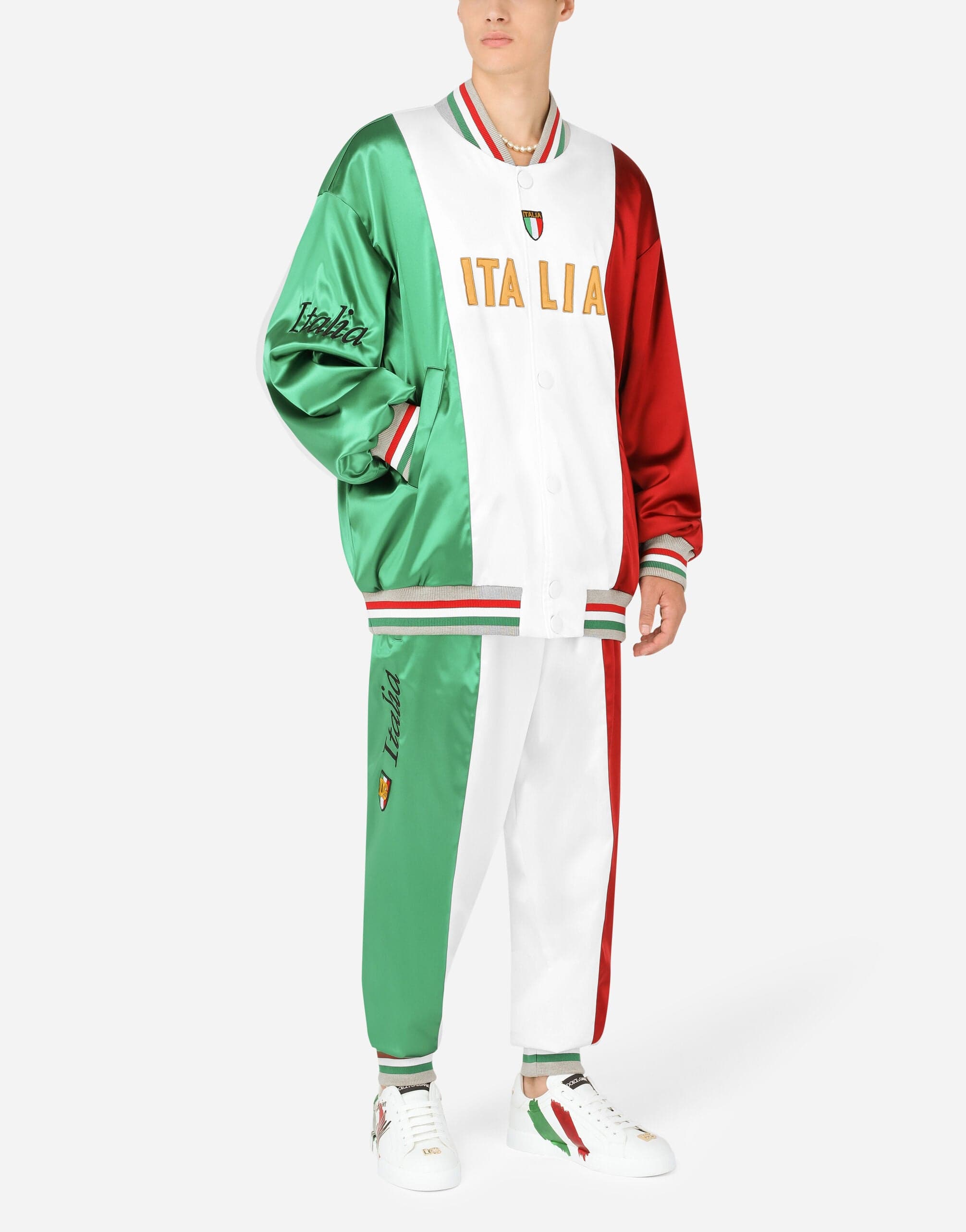 Dolce & Gabbana Satin Jogging Pants With DG Patch