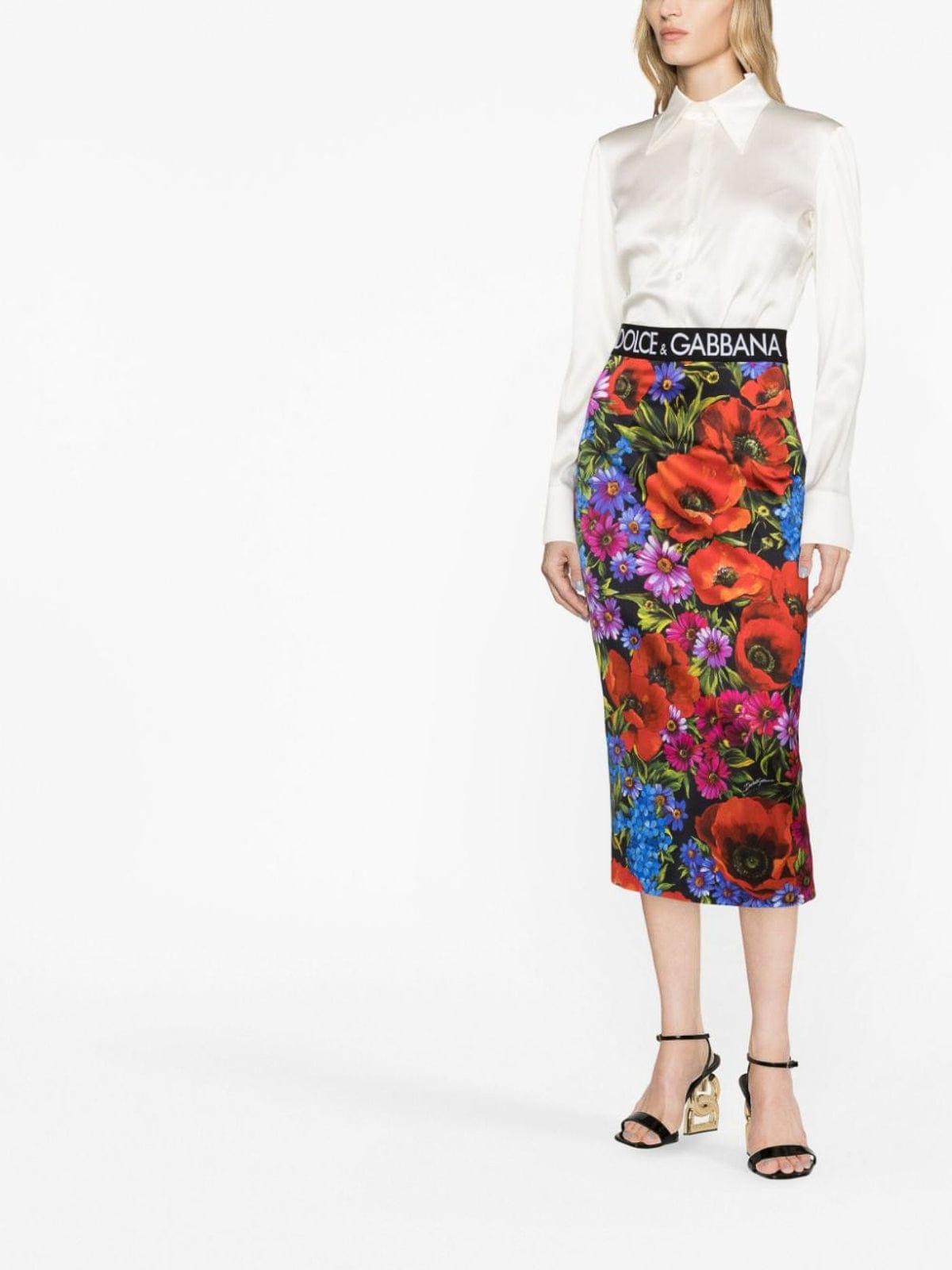 Dolce & Gabbana Satin Long-Sleeve Bodysuit