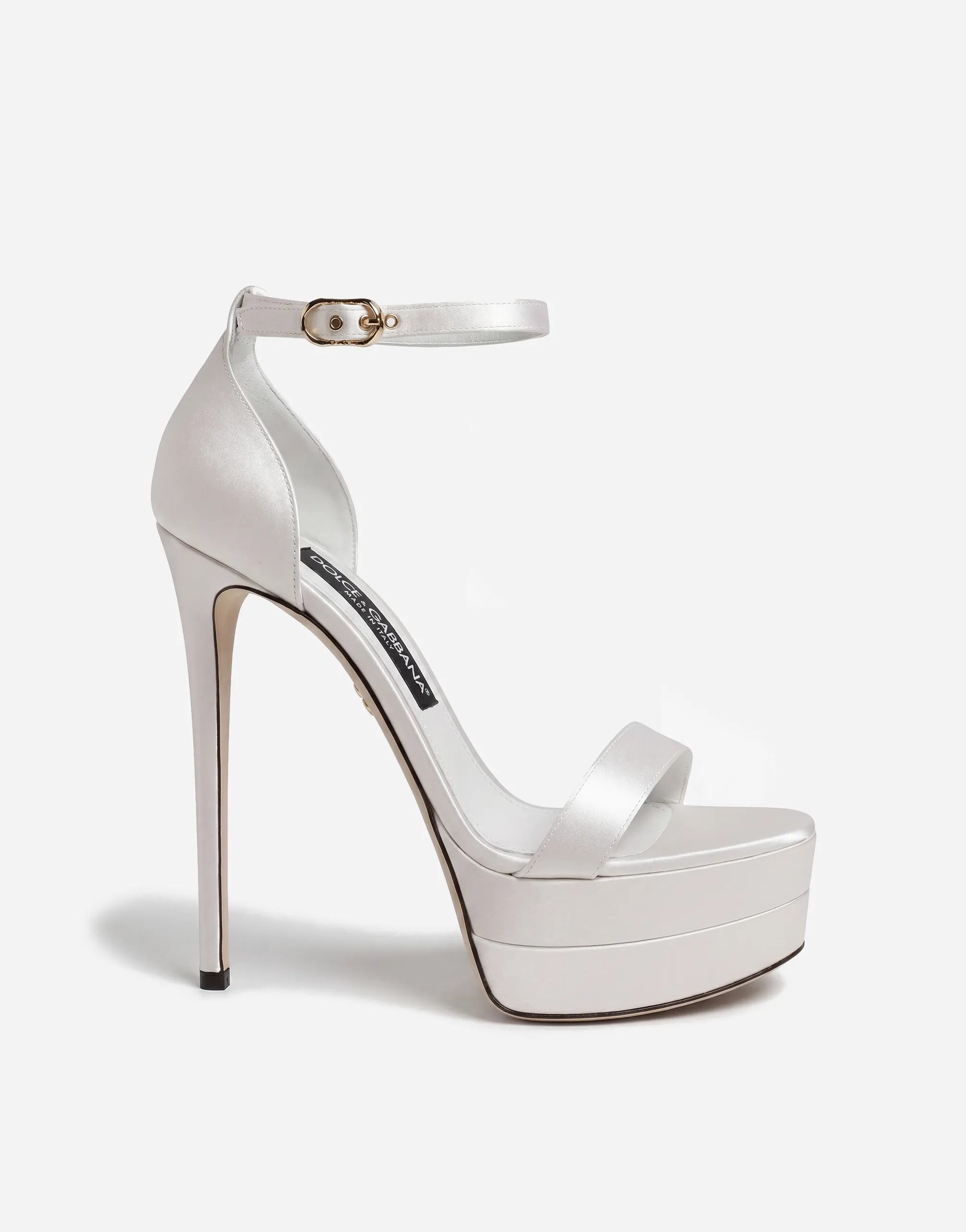 Dolce & Gabbana Satin Platform Keira Sandals with Ankle Strap