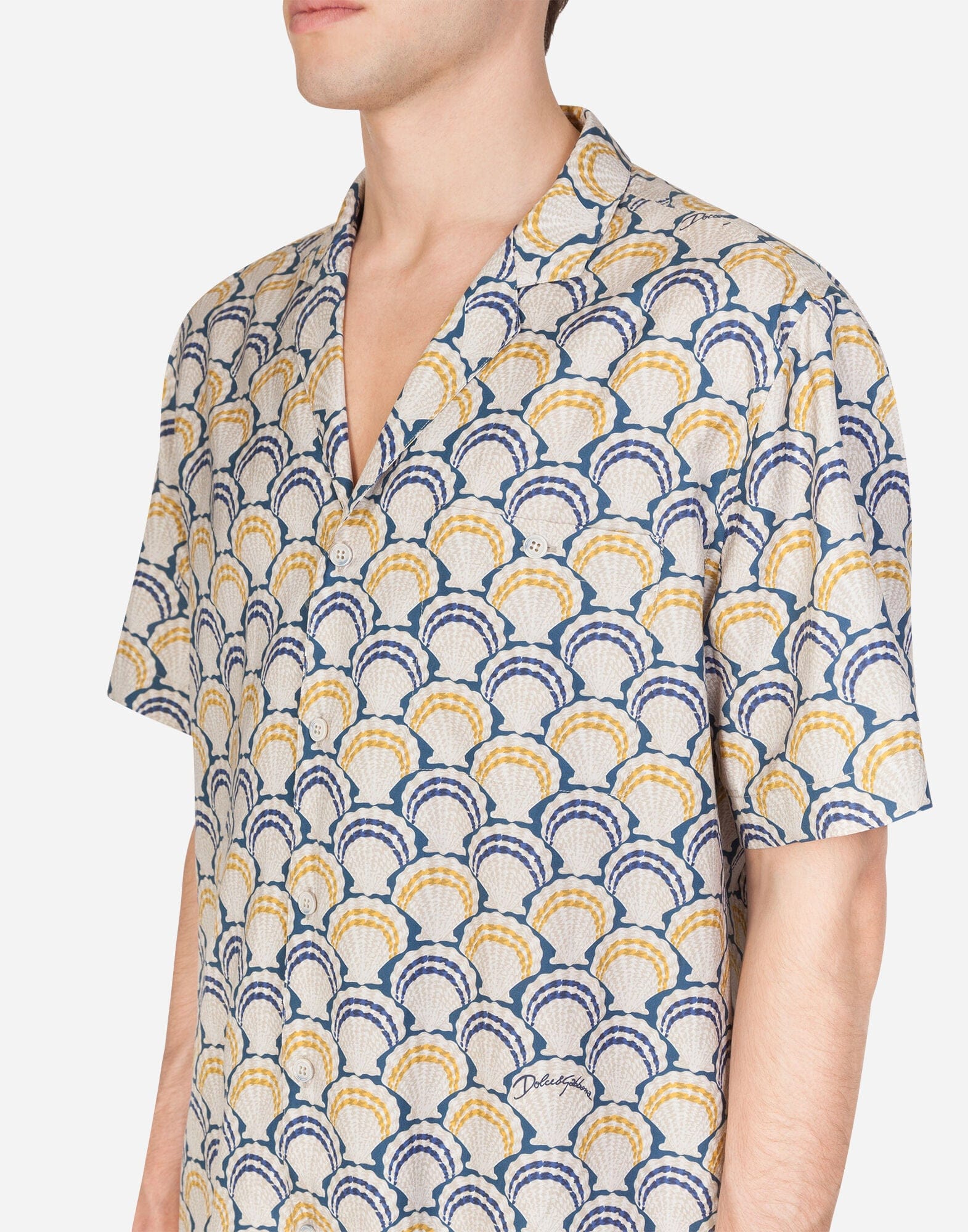 Dolce & Gabbana Scallop Shell-Print Hawaii Shirt