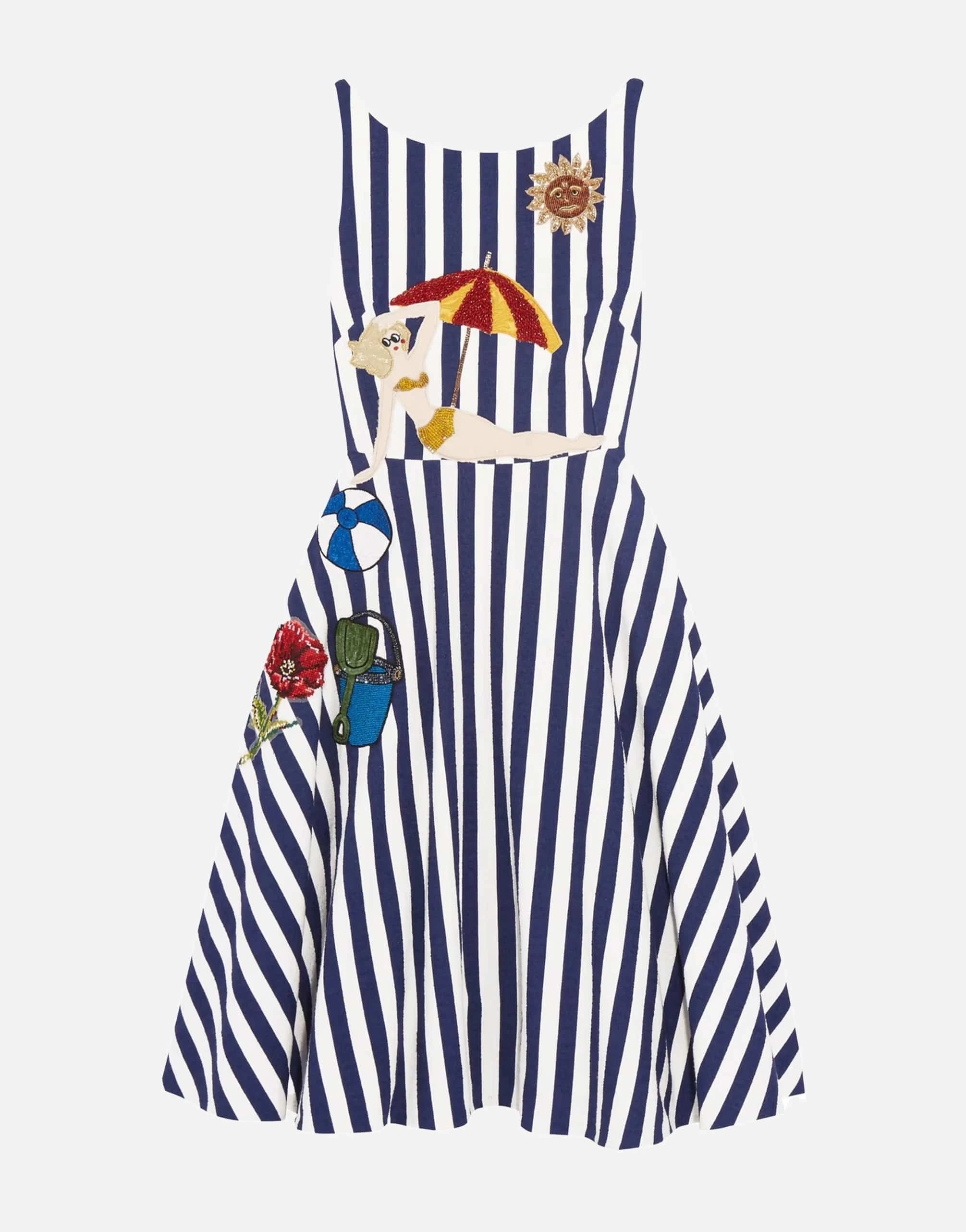 Dolce & Gabbana Seaside-Embellished Striped Dress