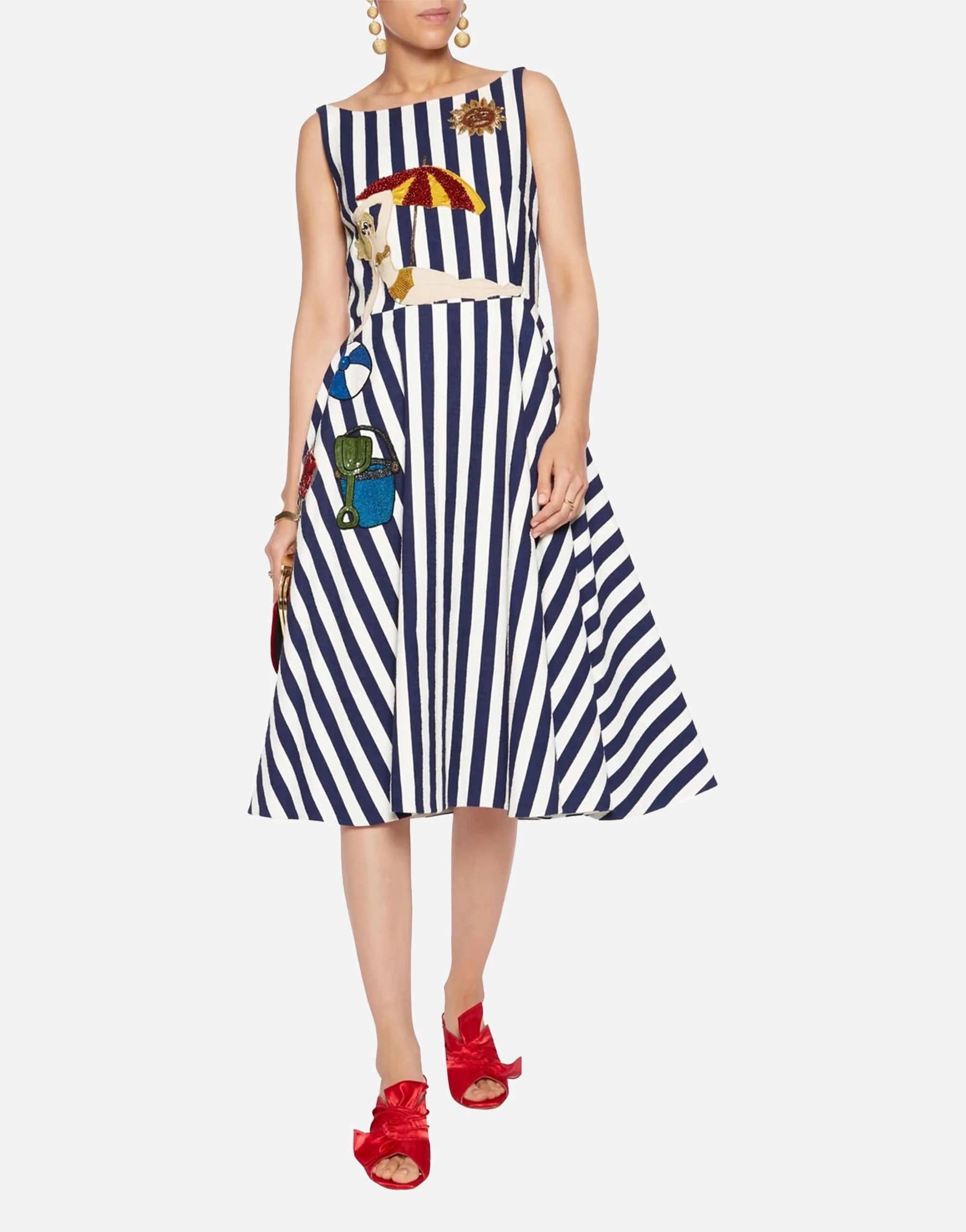 Dolce & Gabbana Seaside-Embellished Striped Dress