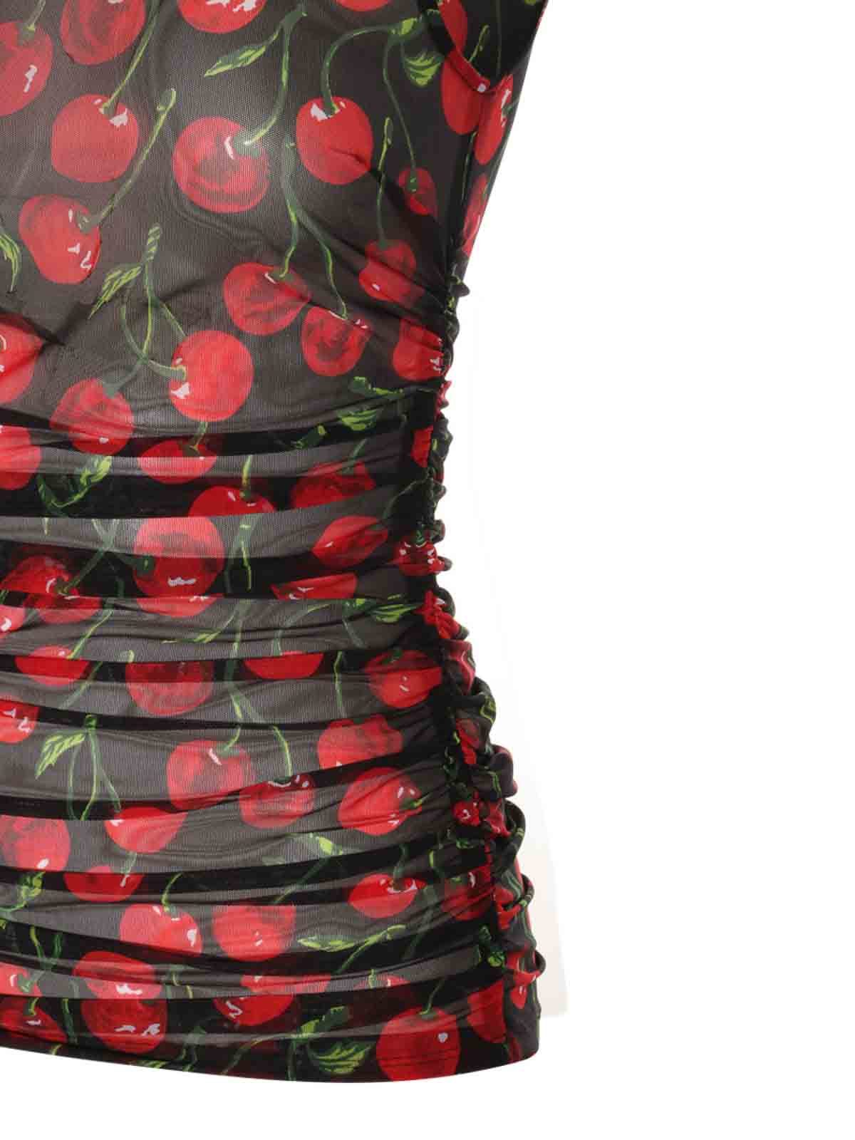 Dolce & Gabbana Semi-Sheer Cherry-Print Tank Top