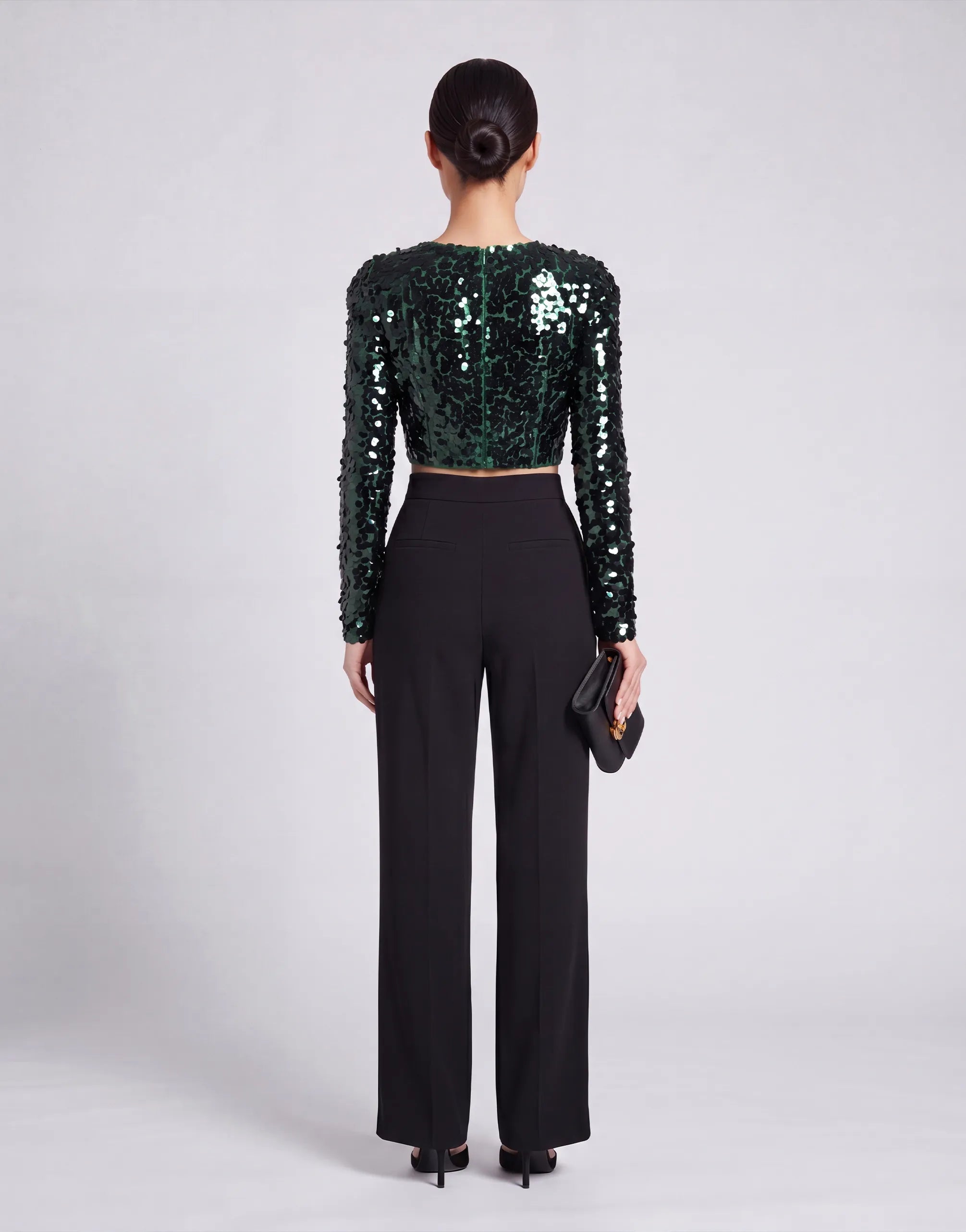 Dolce & Gabbana Dolce & Gabbana Sequin Embellished Long Sleeve Crop Top