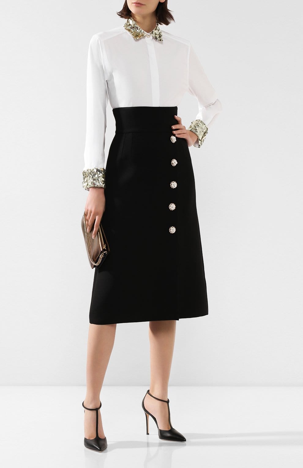 Dolce & Gabbana Sequin-Embellished Poplin Shirt