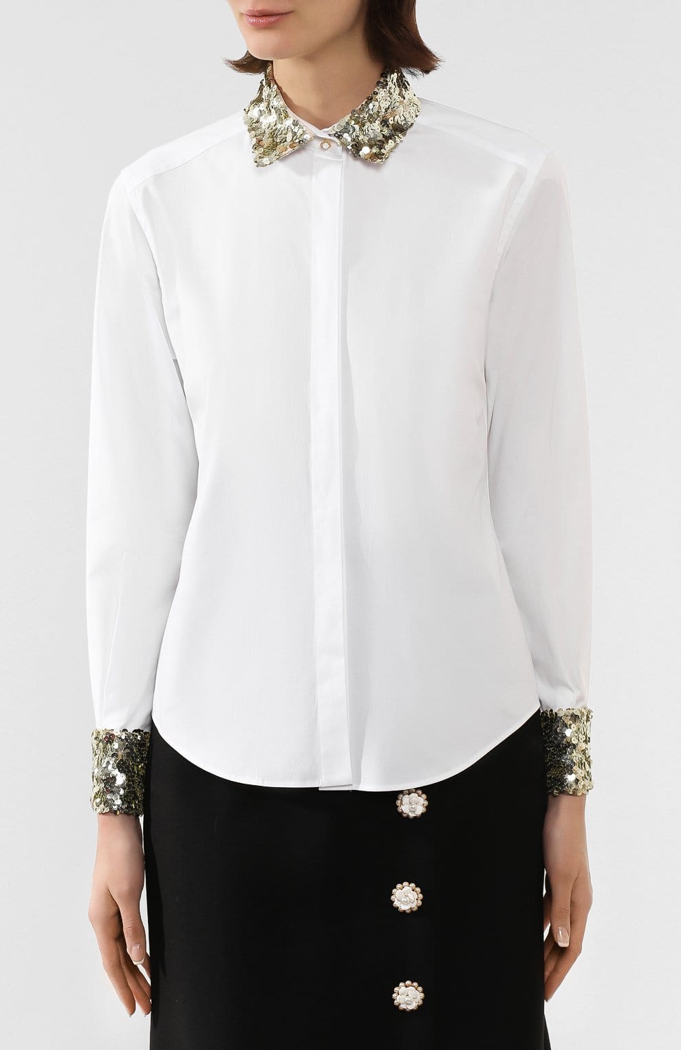 Dolce & Gabbana Sequin-Embellished Poplin Shirt