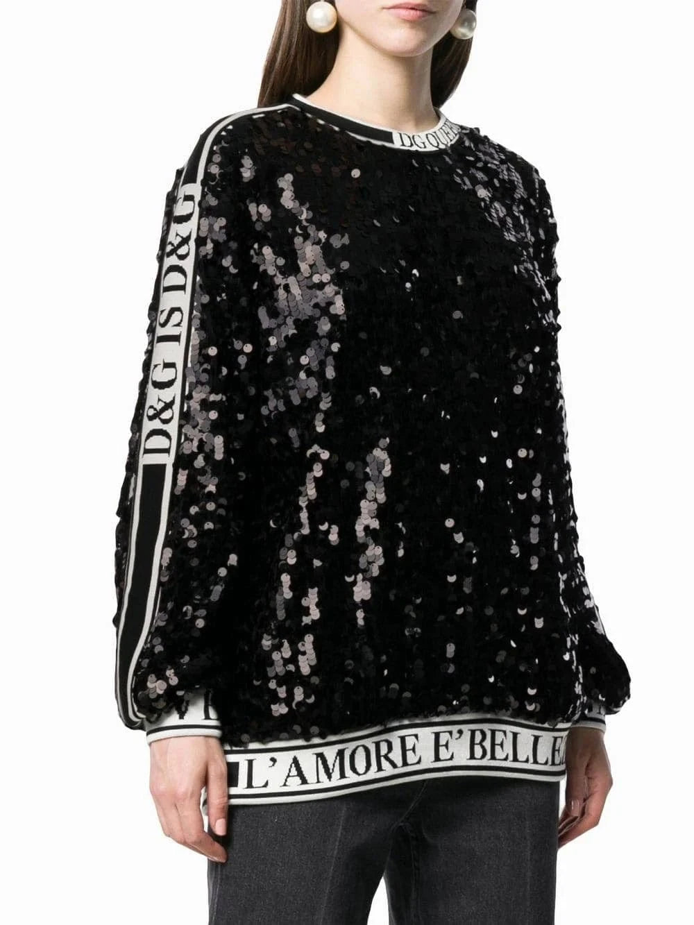 Dolce & Gabbana Sequin Logo-Trim Sweatshirt
