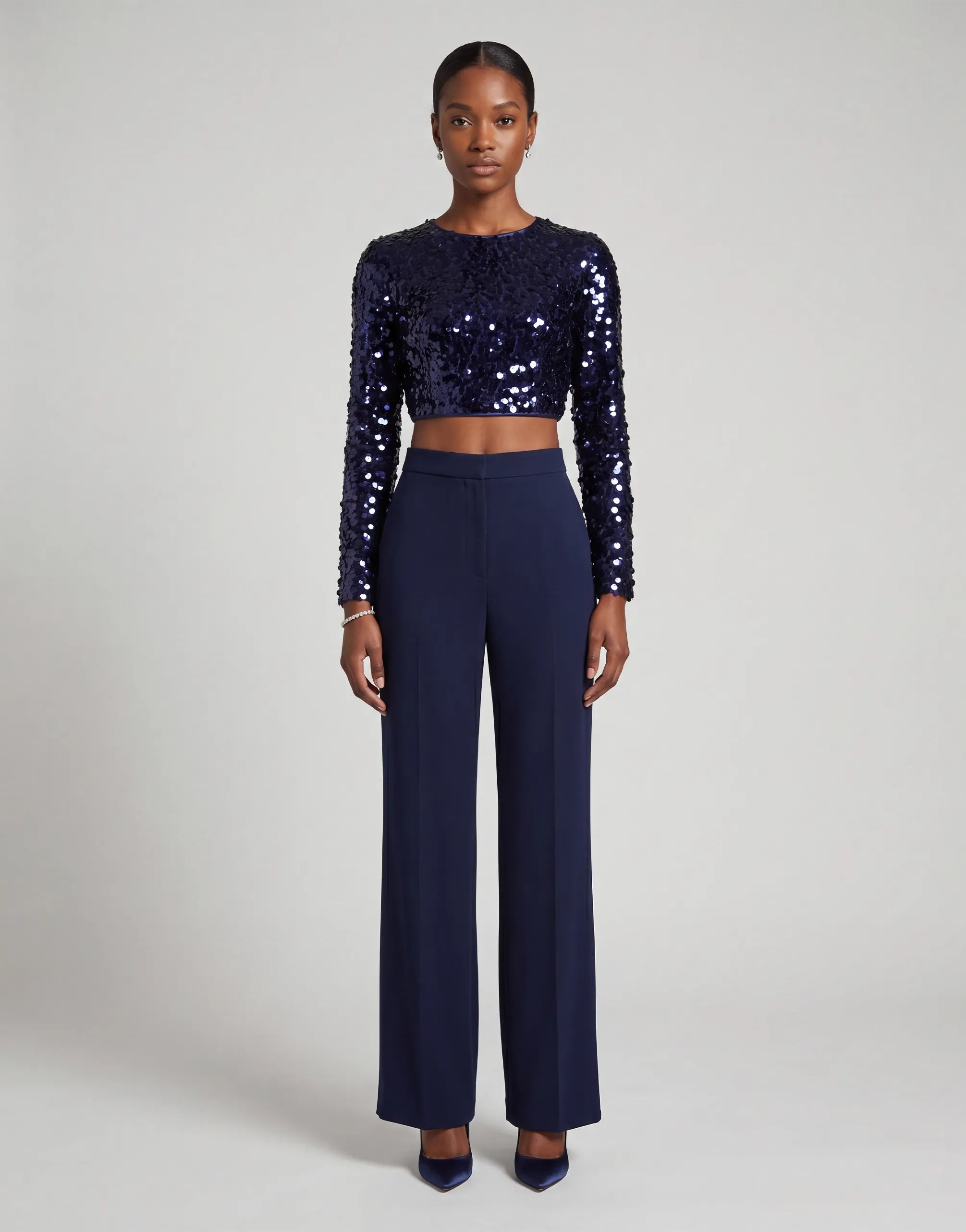 Dolce & Gabbana Top corto in paillettes a maniche lunghe - alternate view