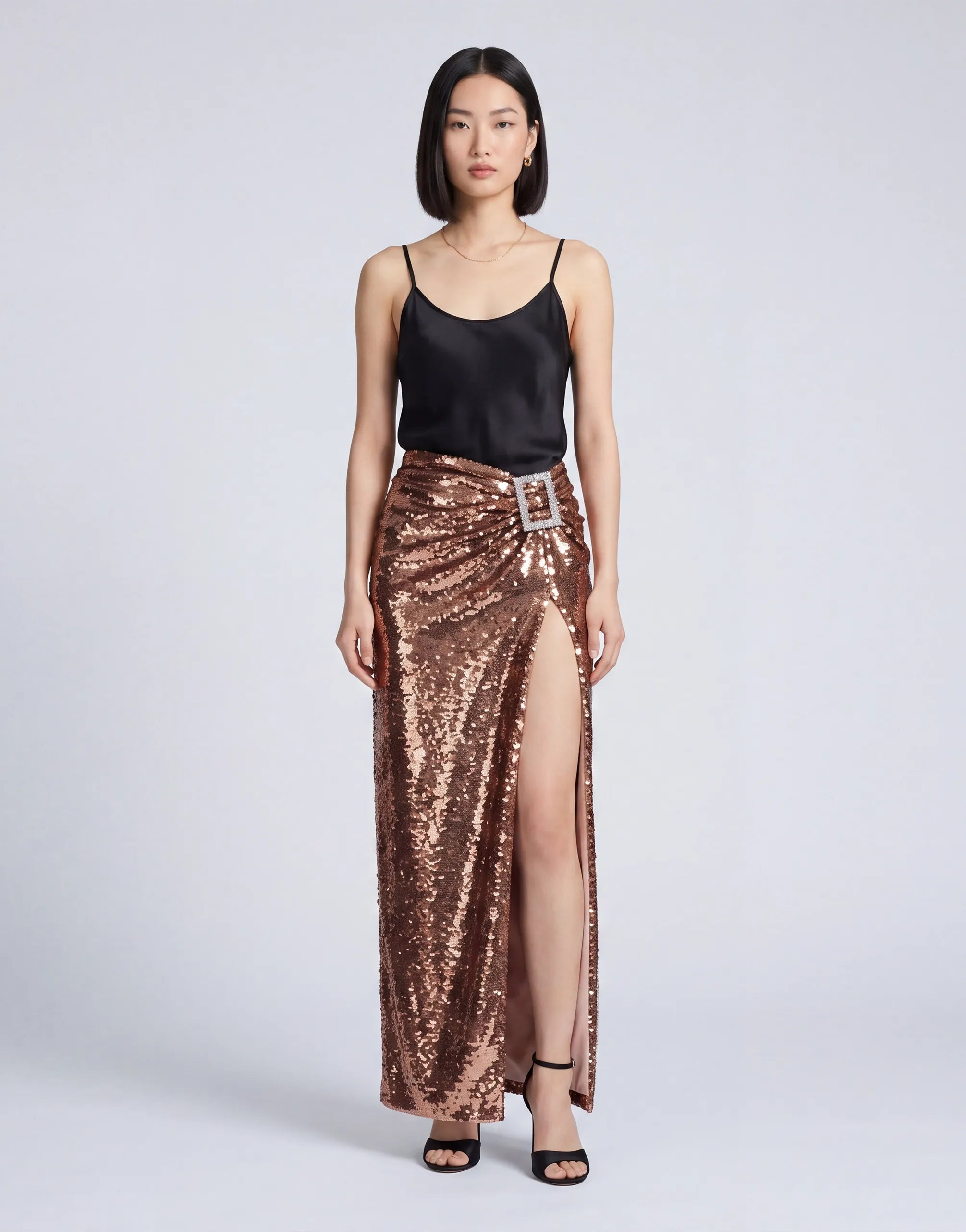 Sequin Maxi Skirt Side Slit - alternate view