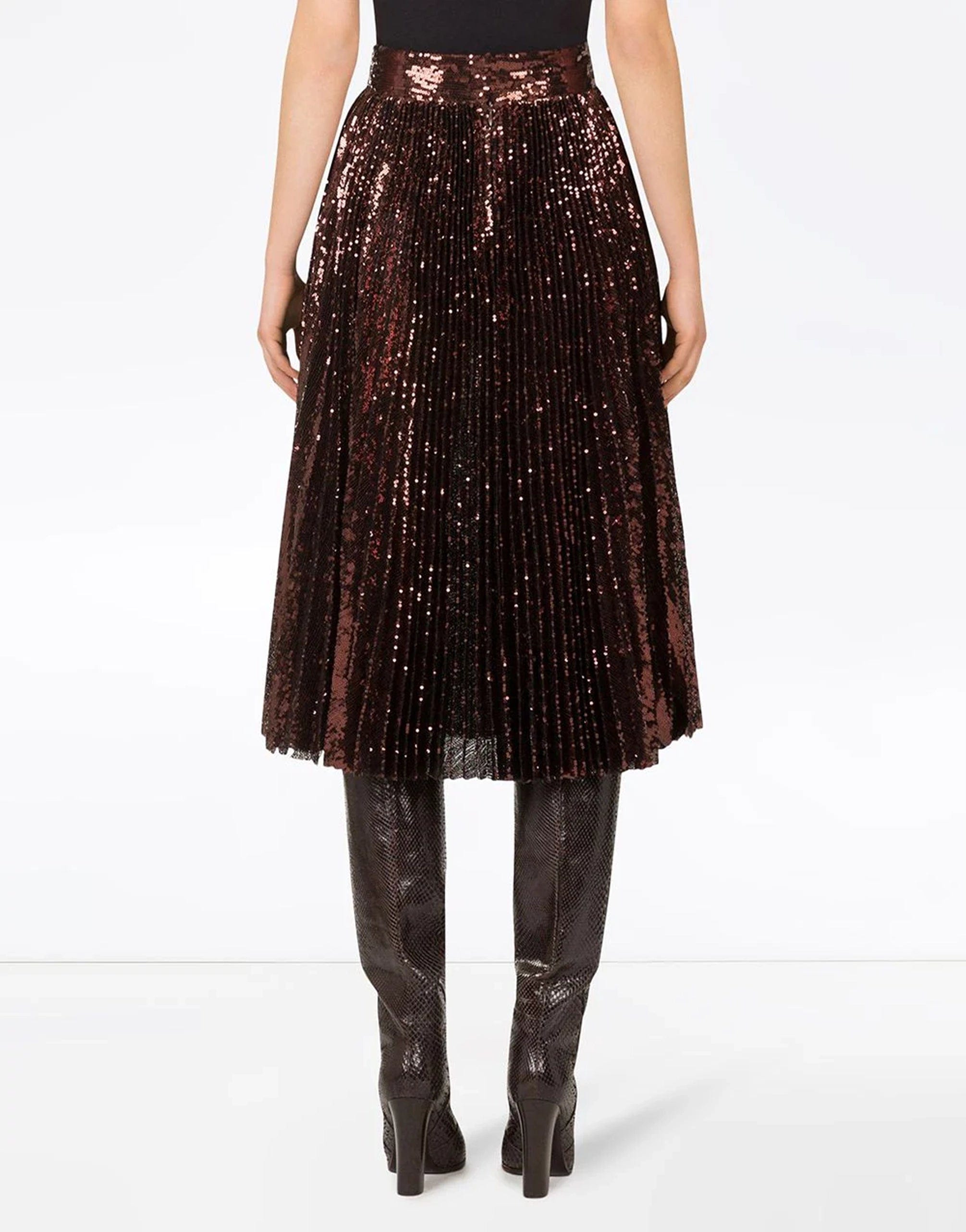 Dolce & Gabbana Sequin Plissé Midi Skirt