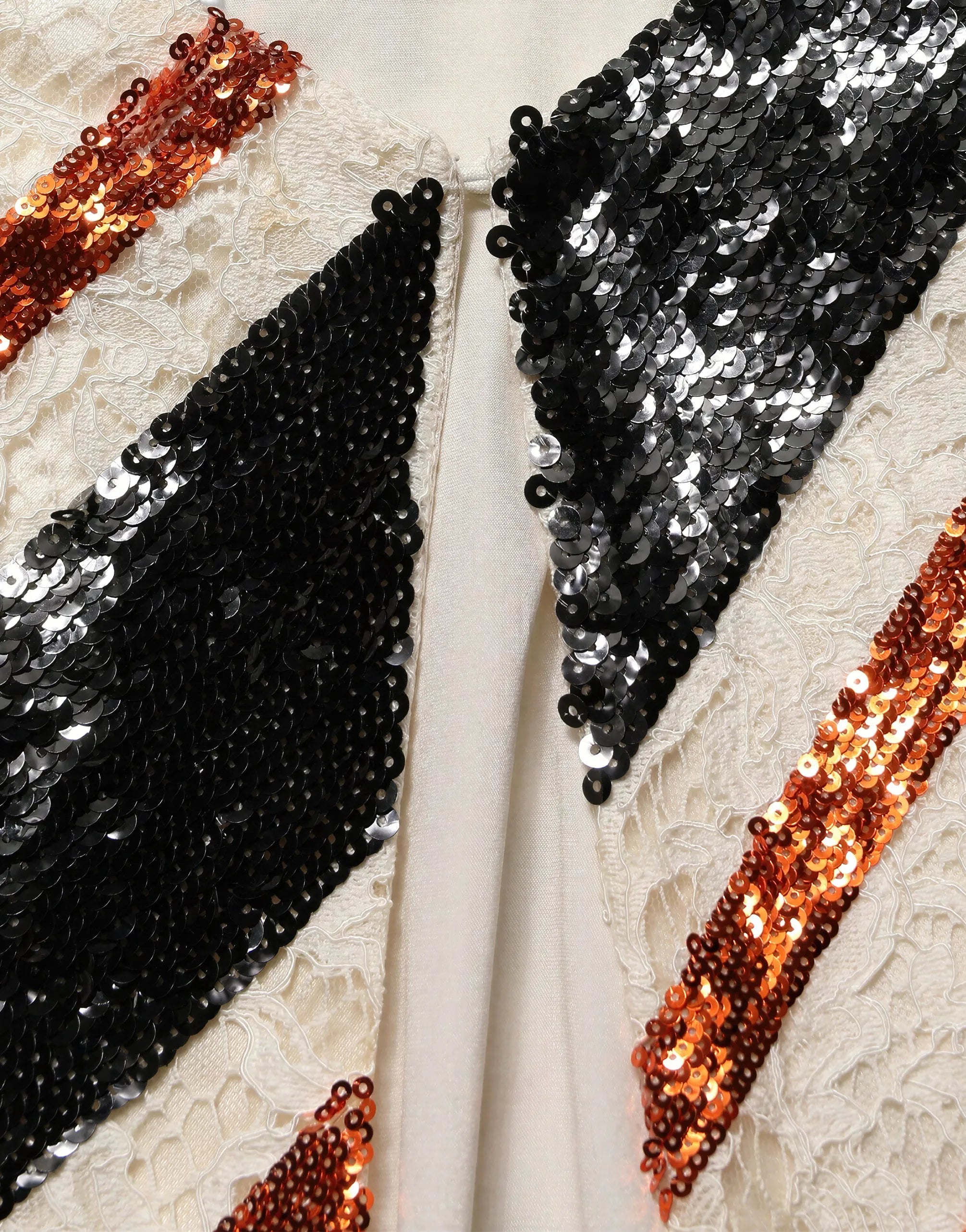 Dolce & Gabbana Dolce & Gabbana Sequin Stripe Lace Long Coat