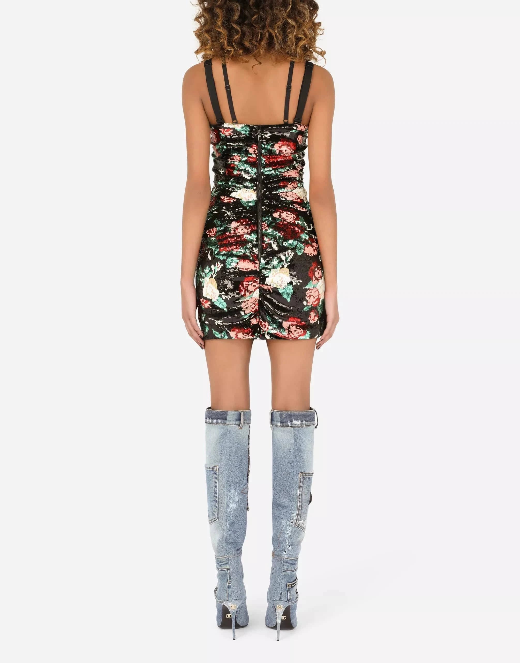 Dolce & Gabbana Sequined Rose Embellishment Minidress