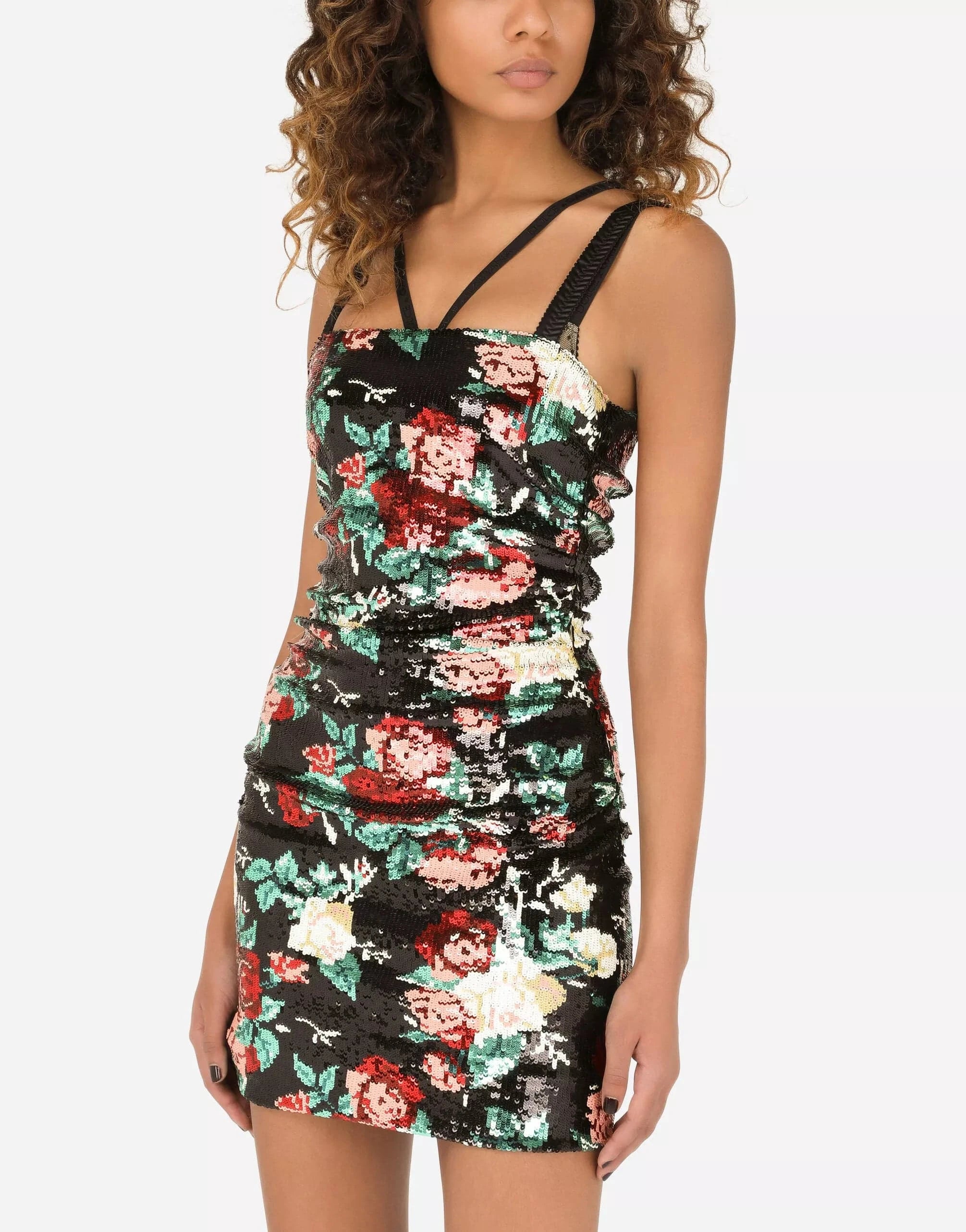 Dolce & Gabbana Sequined Rose Embellishment Minidress