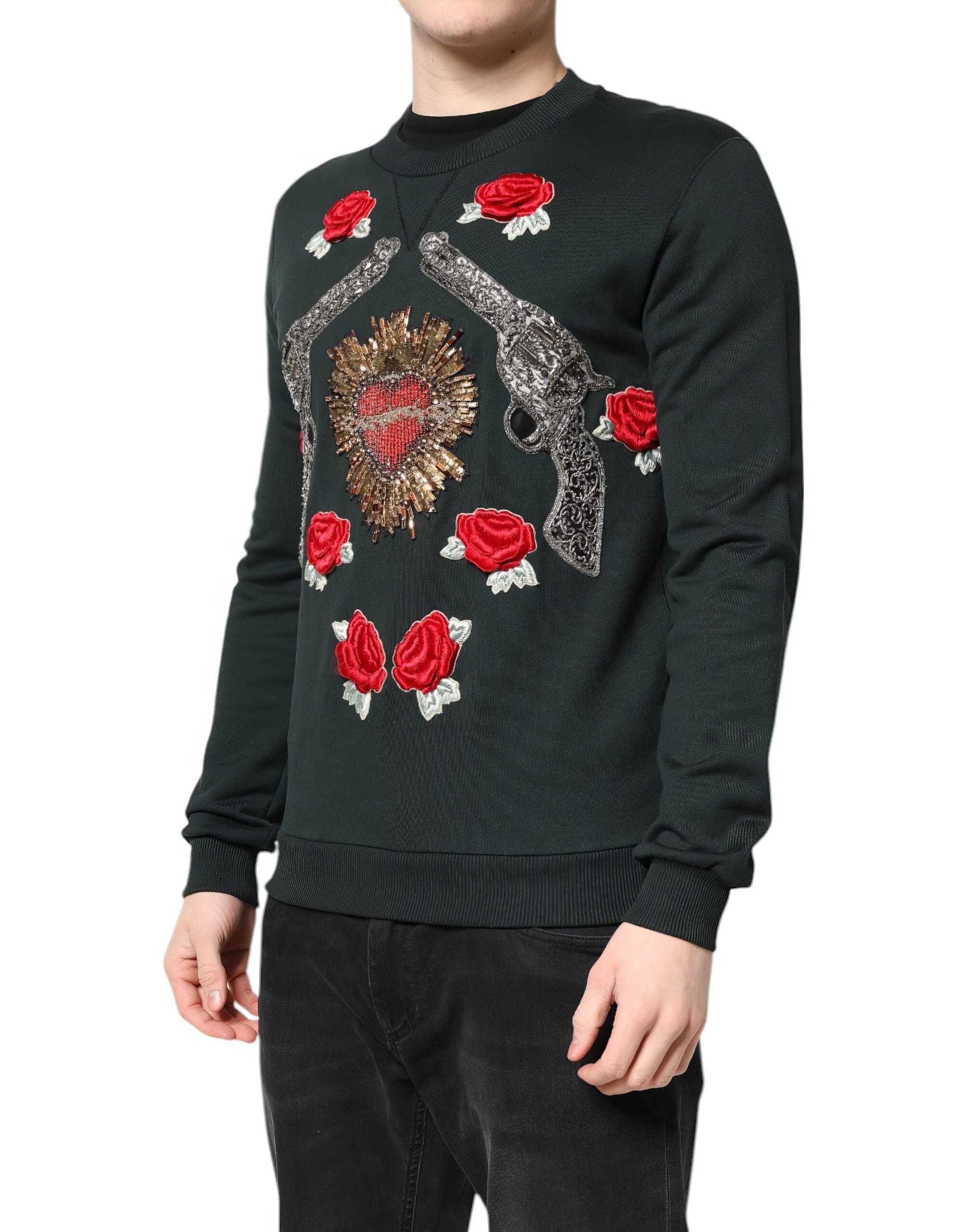 Dolce & Gabbana Sequined Sacred-Heart Embellished Sweatshirt
