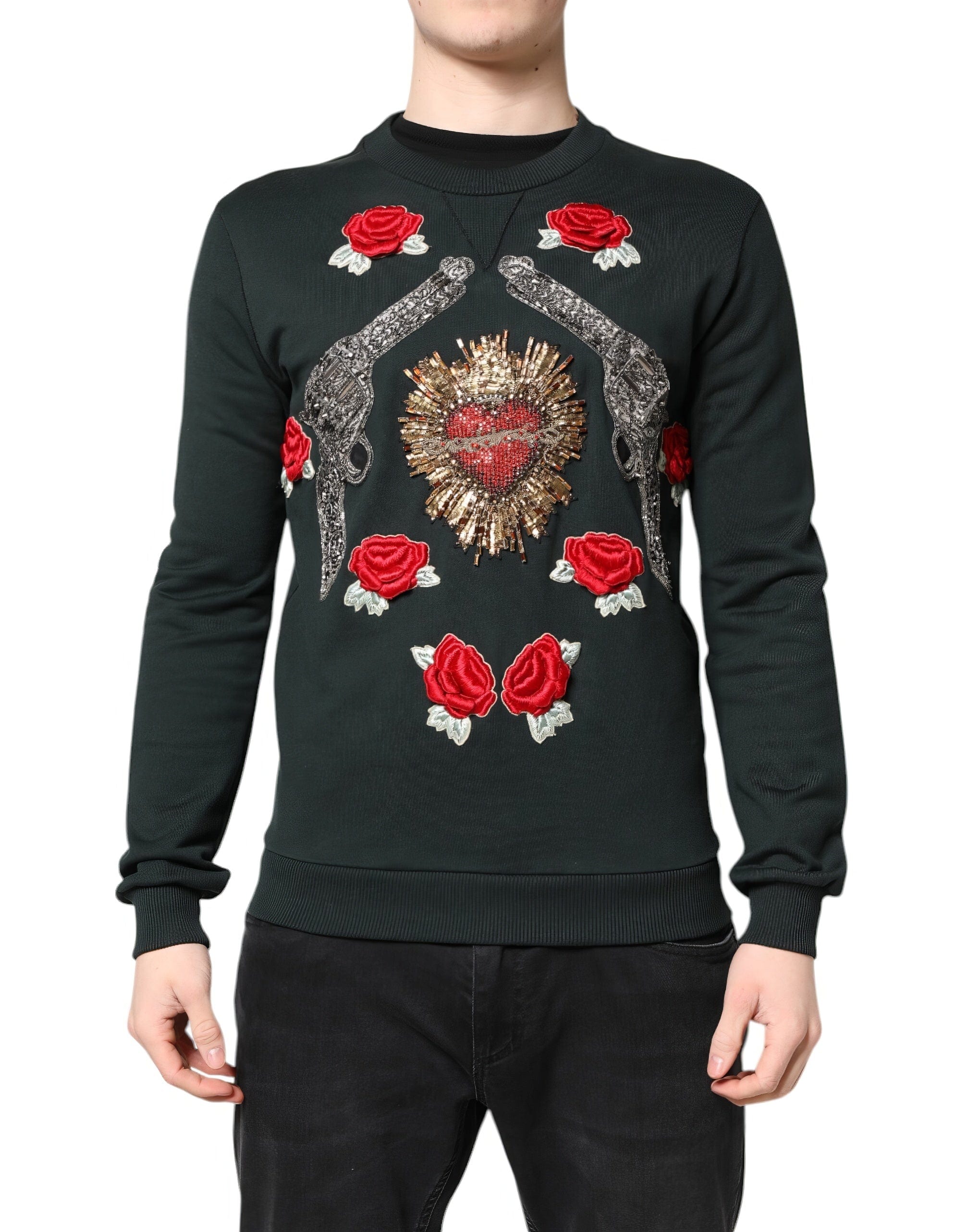 Dolce & Gabbana Sequined Sacred-Heart Embellished Sweatshirt