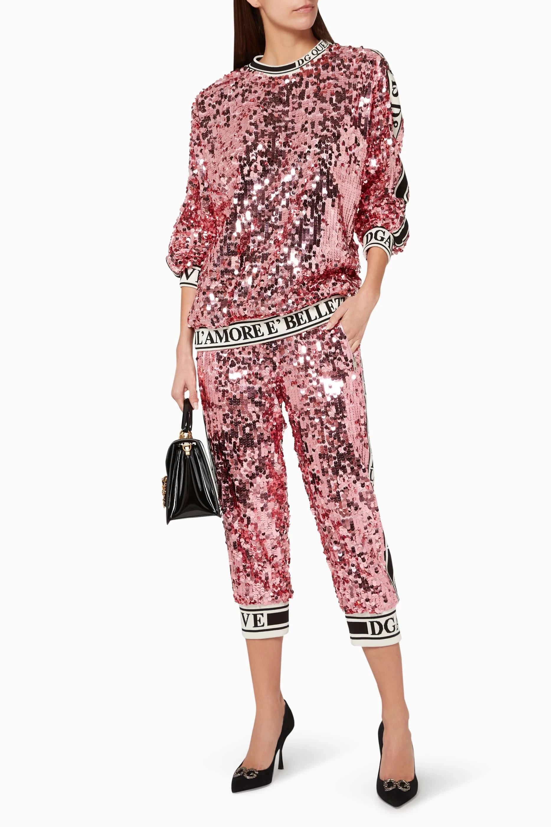 Dolce & Gabbana Sequinned Jacquard Logo Sweatshirt