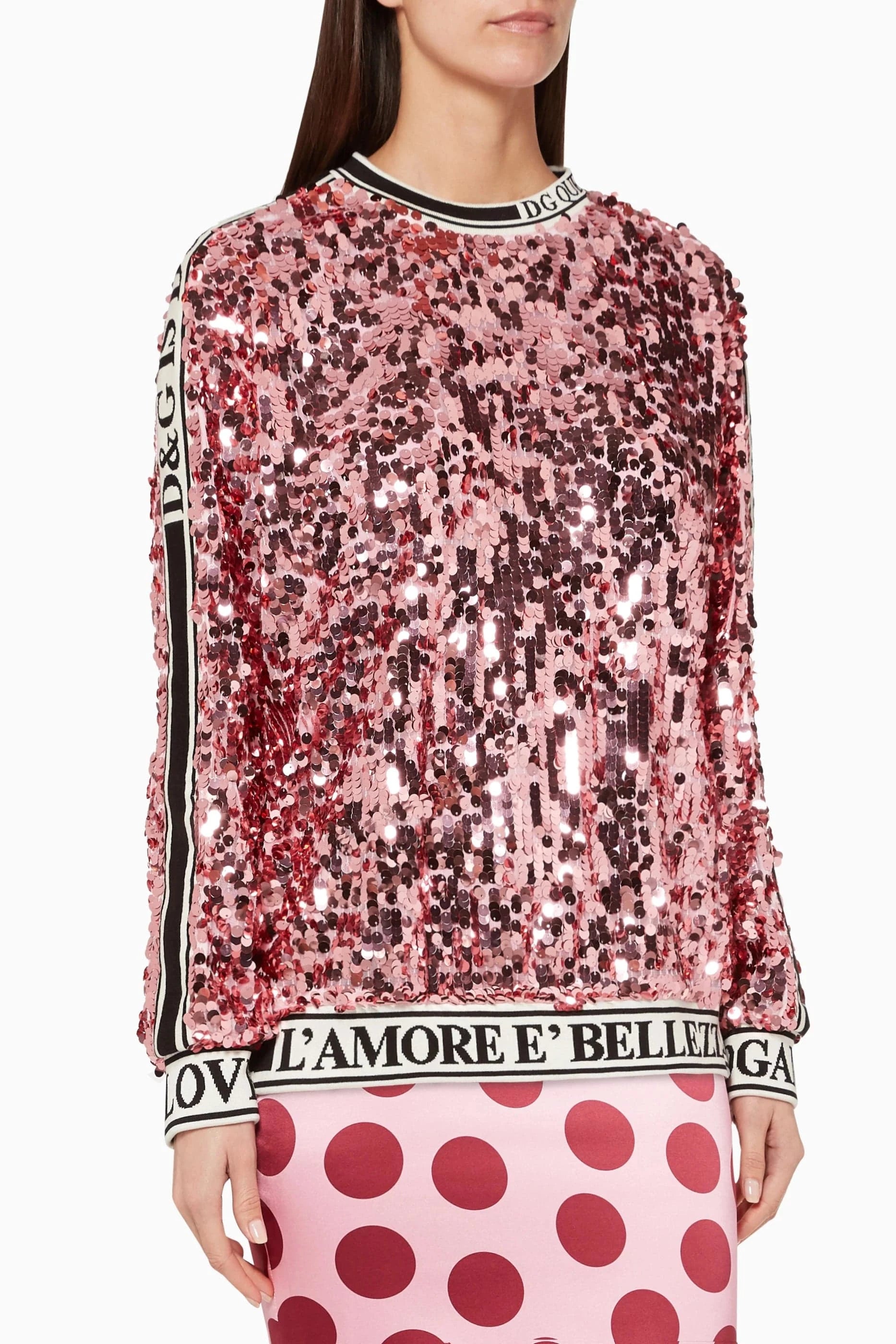 Dolce & Gabbana Sequinned Jacquard Logo Sweatshirt