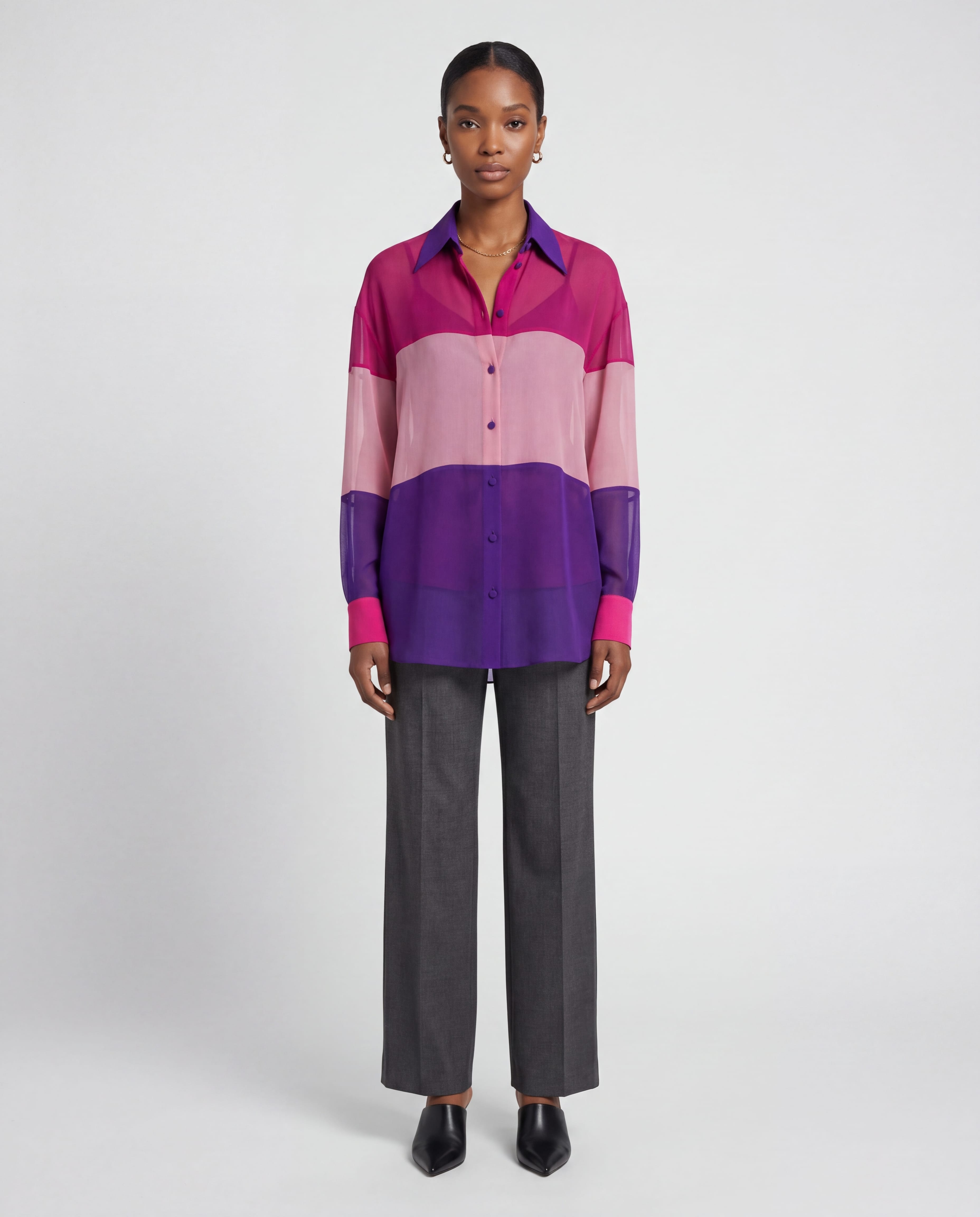 Dolce & Gabbana Sheer Colorblock Silk Shirt - alternate view