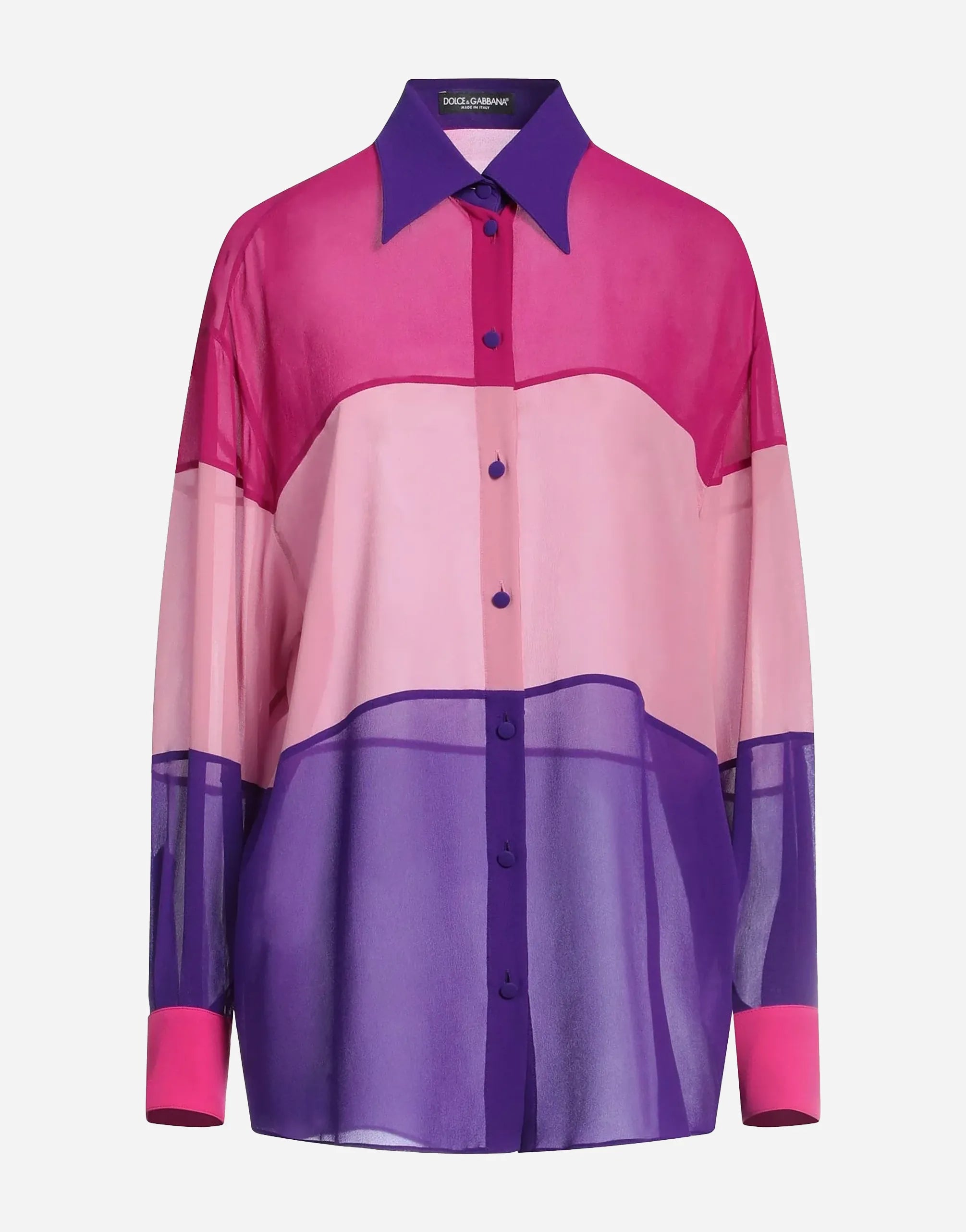 Dolce & Gabbana Sheer Colorblock Silk Shirt