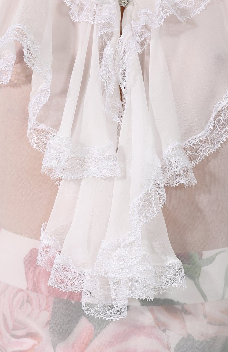 Dolce & Gabbana Sheer Silk Lace Ruffle Blouse