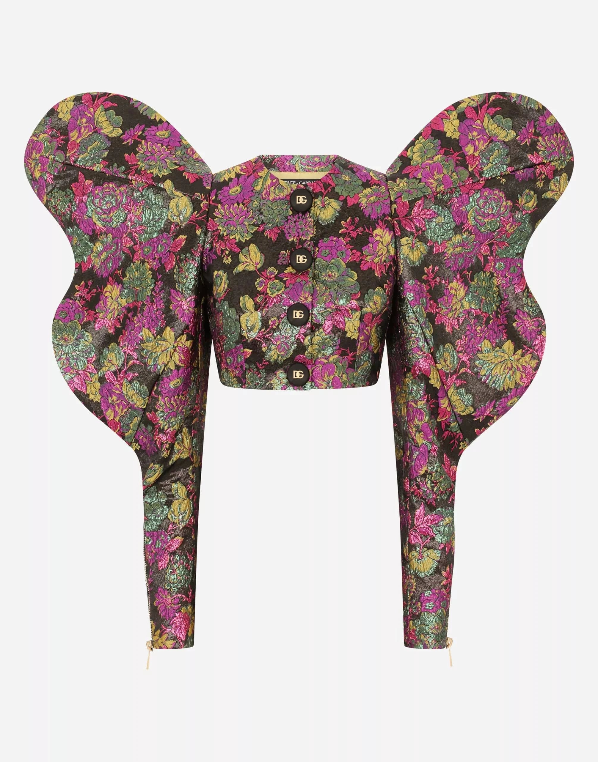 Dolce & Gabbana Short Floral Lamé Jacquard Jacket