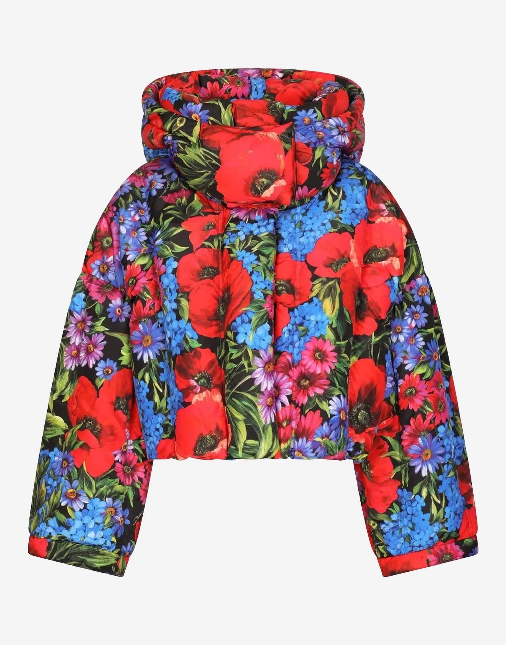 Dolce & Gabbana Short Floral-Print Down Jacket