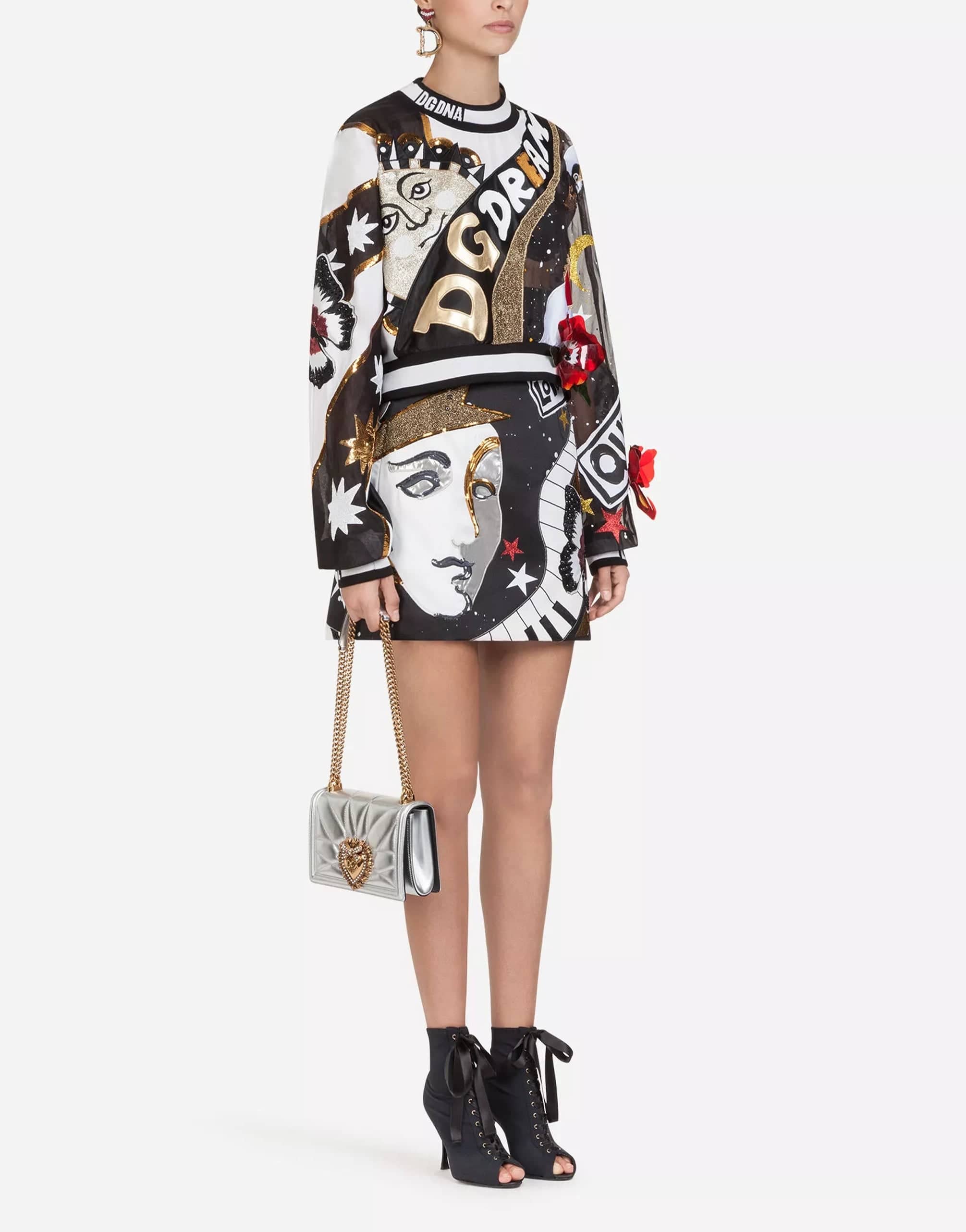 Dolce & Gabbana Short Patchwork With Embroidery Skirt