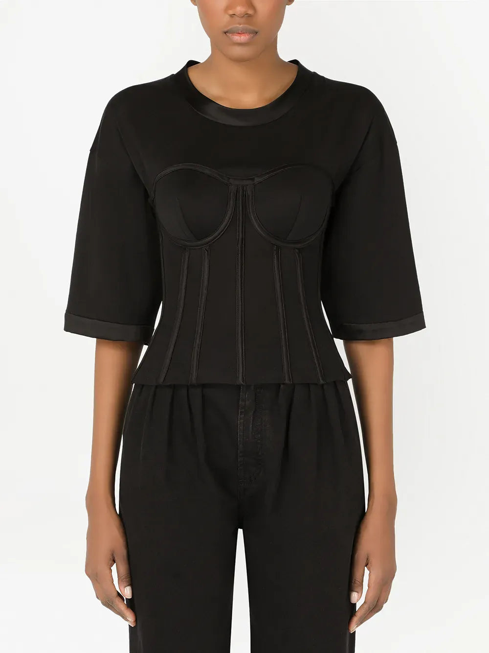 Dolce & Gabbana Short-Sleeve Bustier T-Shirt