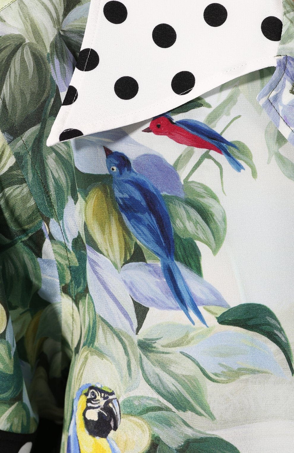 Dolce & Gabbana Short-Sleeve Jungle-Print Silk Shirt