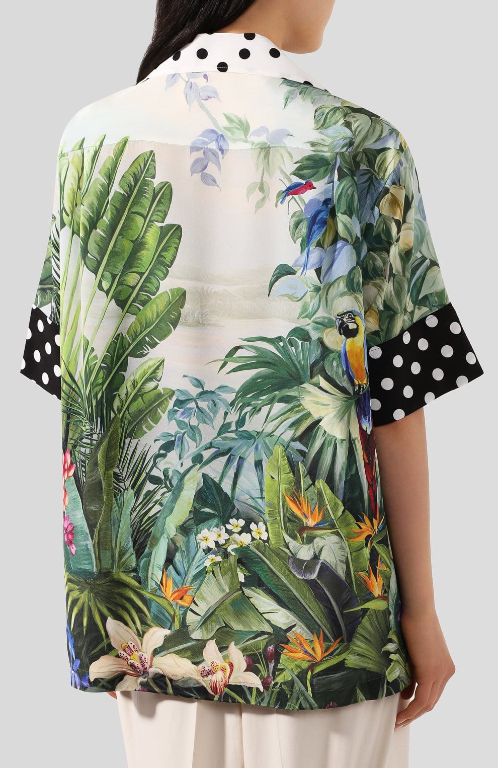 Dolce & Gabbana Short-Sleeve Jungle-Print Silk Shirt