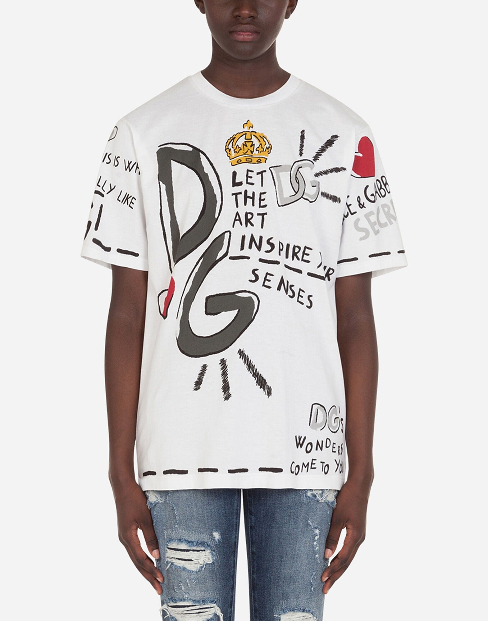 Dolce & Gabbana Short-Sleeved Printed Jersey T-Shirt