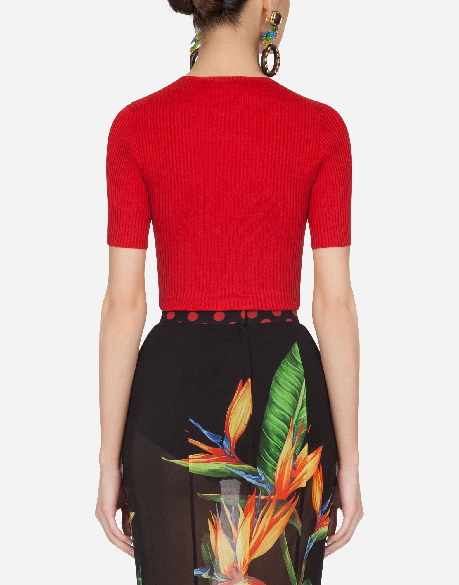 Dolce & Gabbana Short-Sleeved Ribbed Silk Sweater