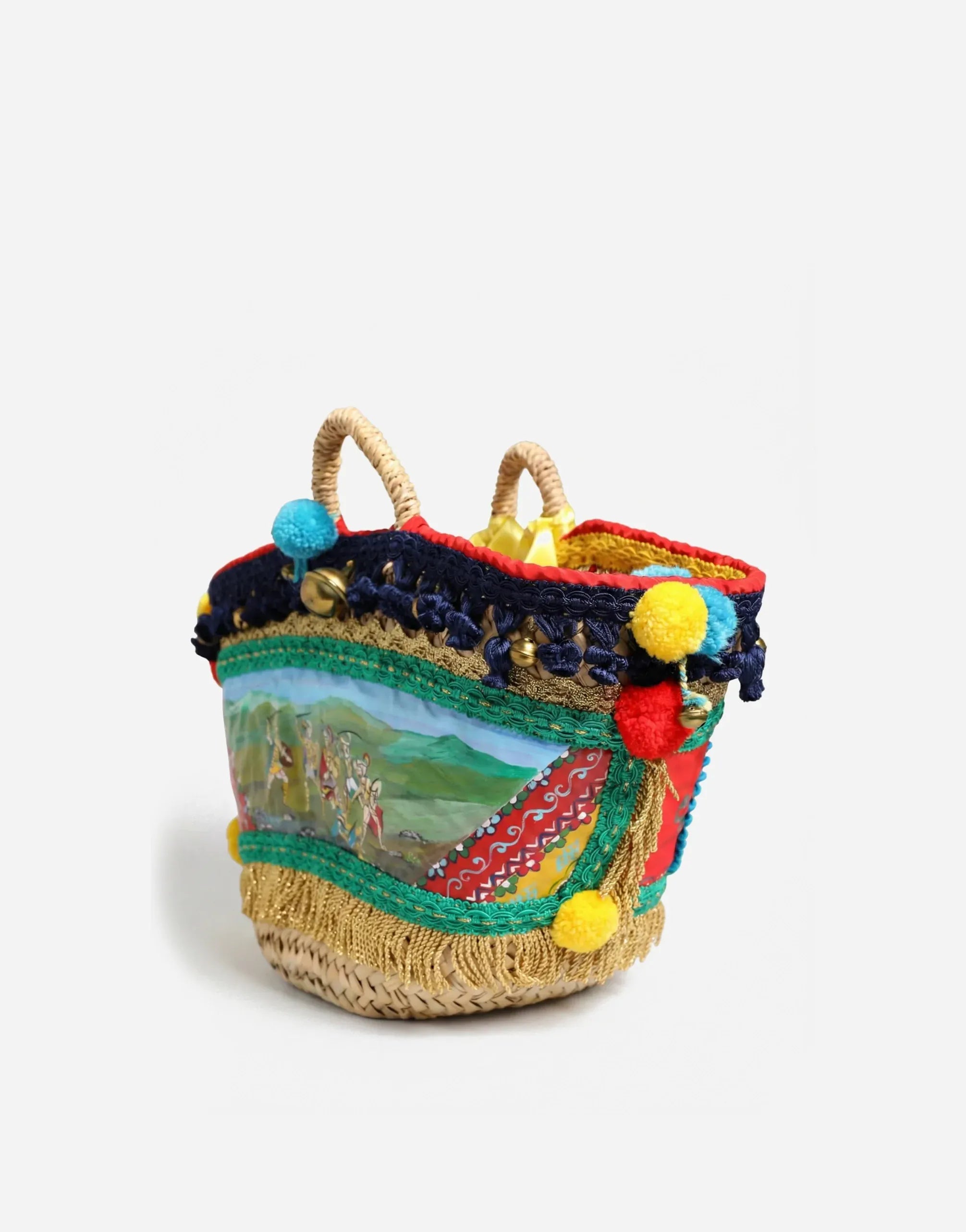 Dolce & Gabbana Sicilian Carretto Painted Straw Basket Bag