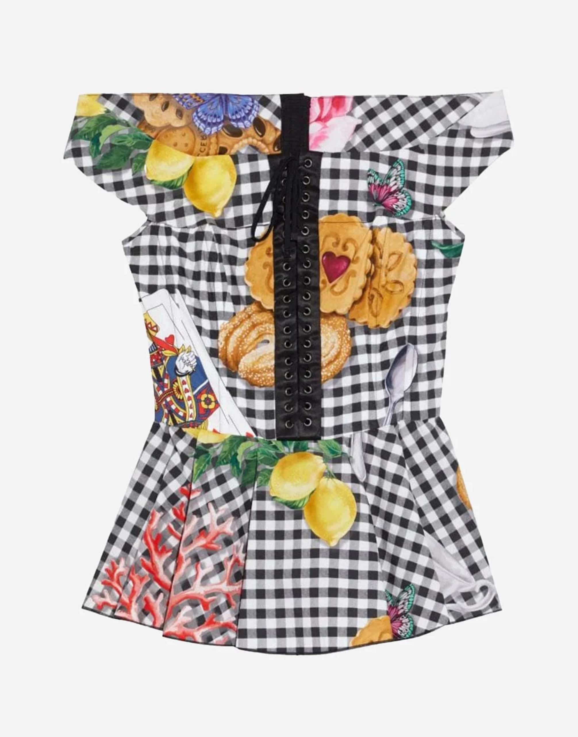 Dolce & Gabbana Sicily Checkered Corset Top