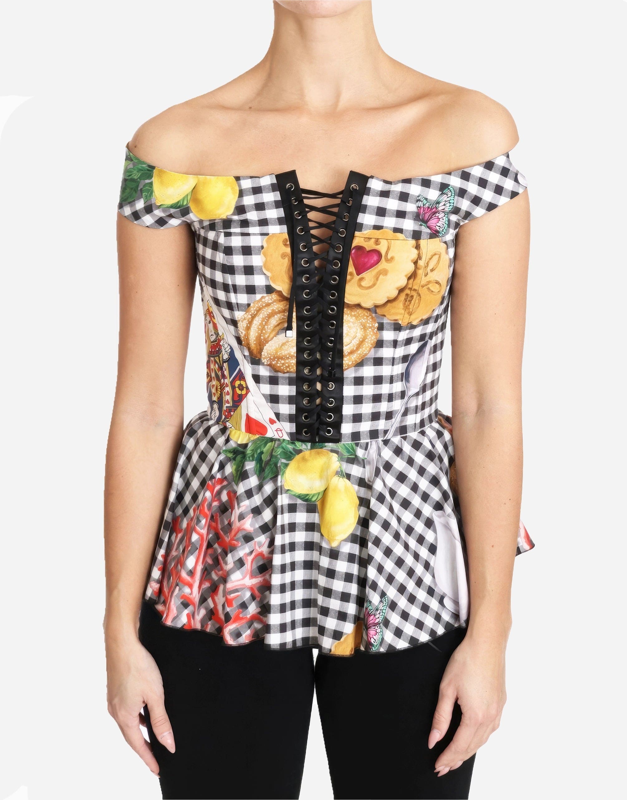 Dolce & Gabbana Sicily Checkered Corset Top