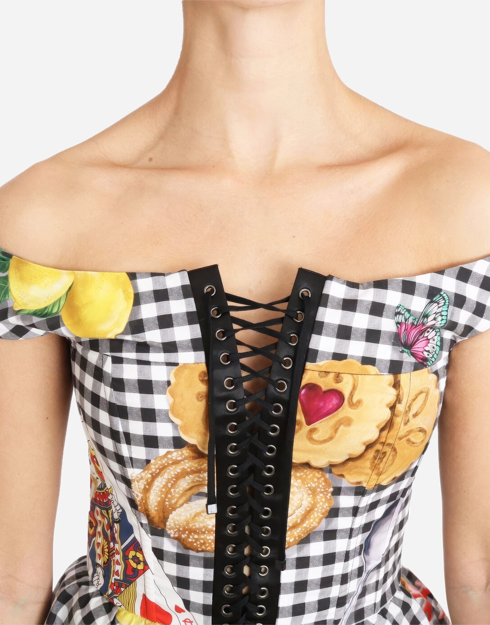 Dolce & Gabbana Sicily Checkered Corset Top