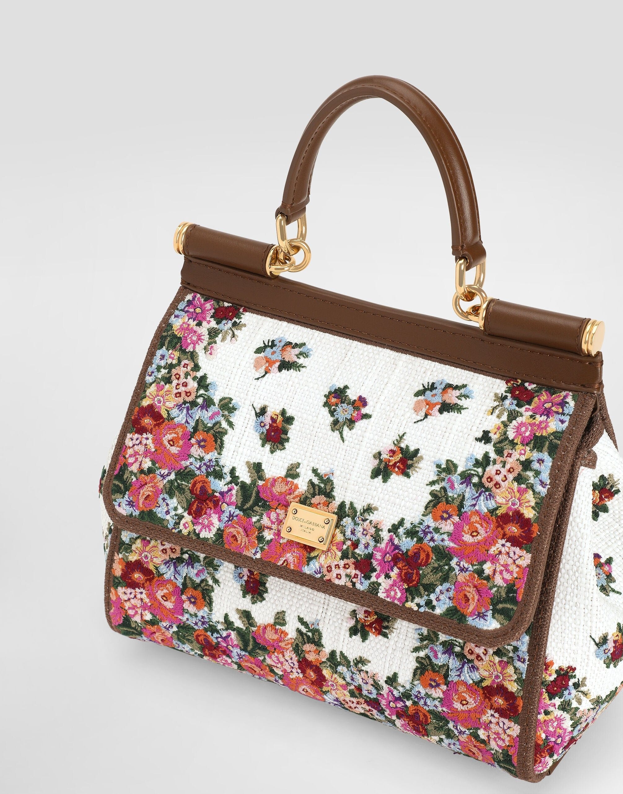 Dolce & Gabbana Sicily Medium Floral Embroidered Handbag