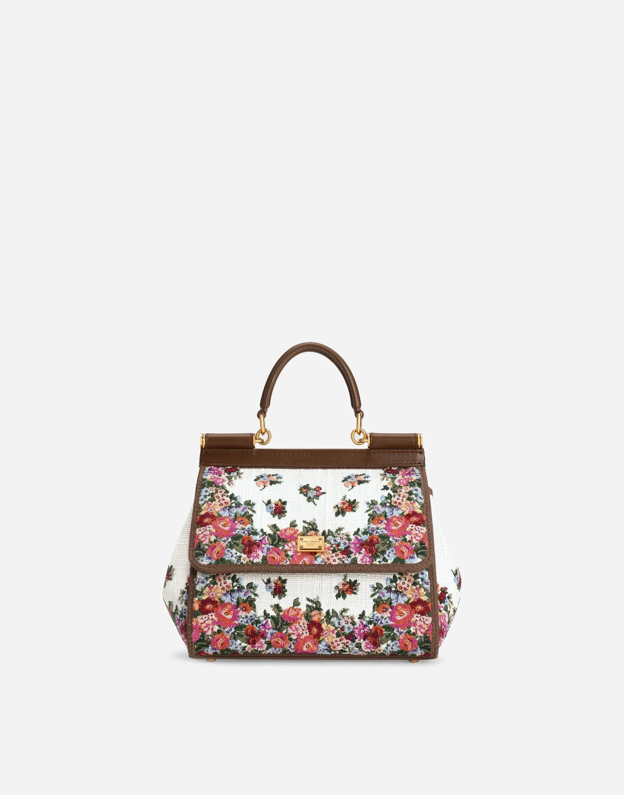Dolce & Gabbana Sicily Medium Floral Embroidered Handbag