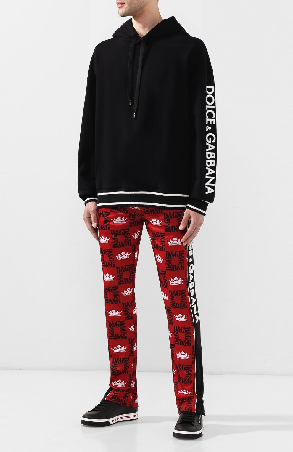Dolce & Gabbana Side-Stripe Logo Printed Track Pants