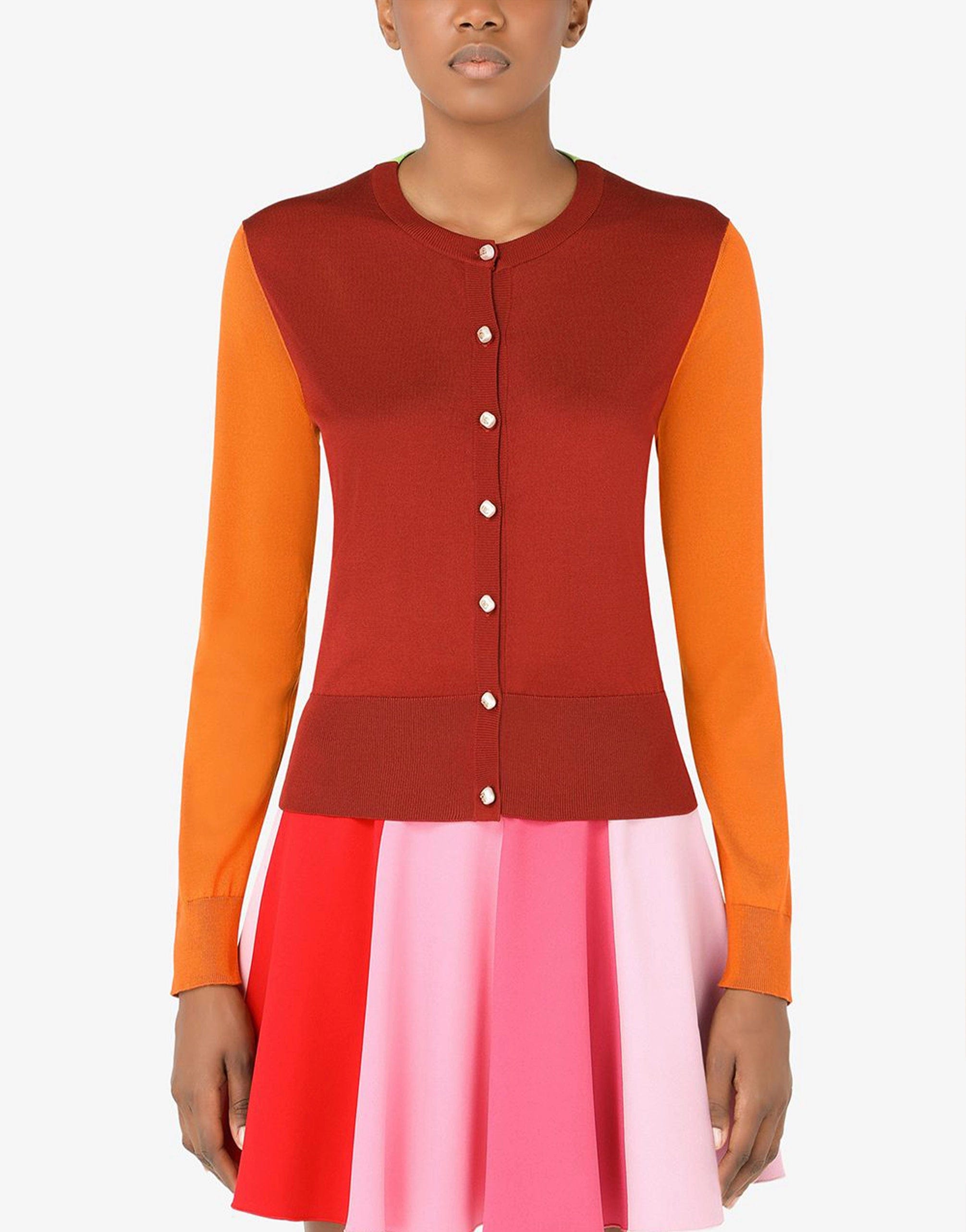 Dolce & Gabbana Silk Cardigan With Pearl DG Buttons