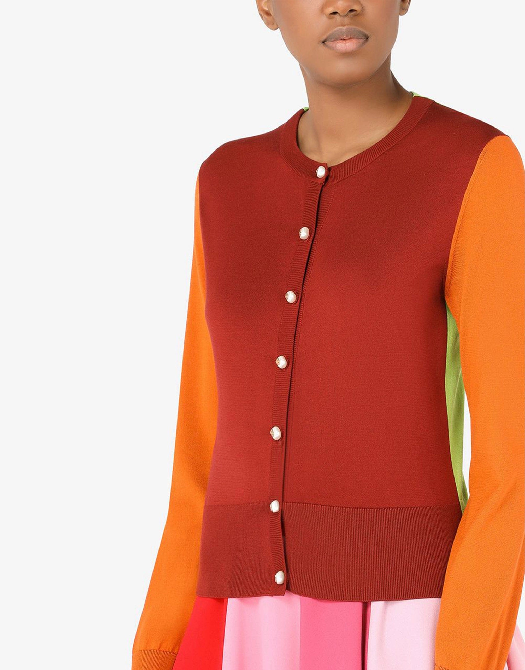 Dolce & Gabbana Silk Cardigan With Pearl DG Buttons