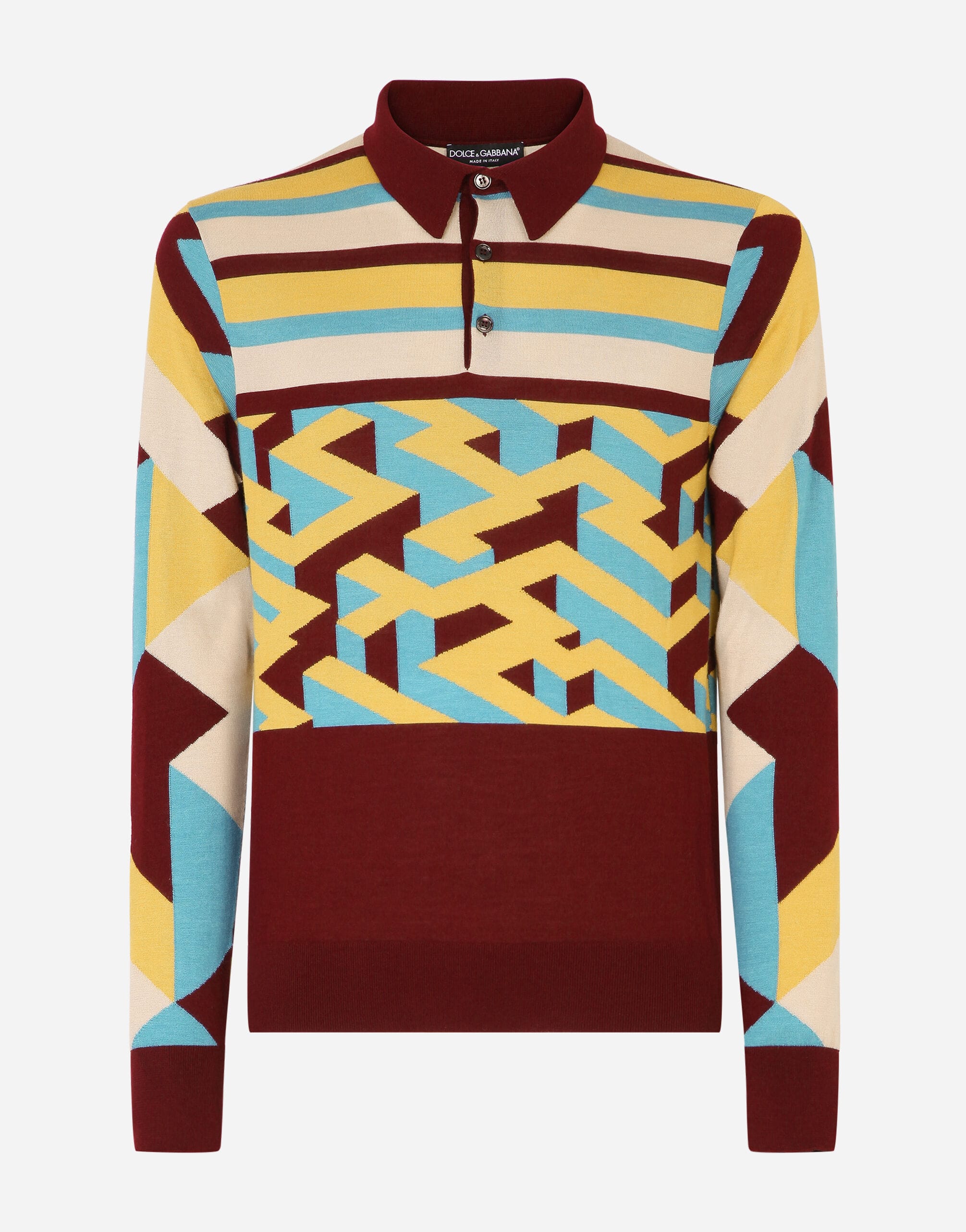 Dolce & Gabbana Dolce & Gabbana Silk-Cashmere Blend Inlaid Polo Shirt
