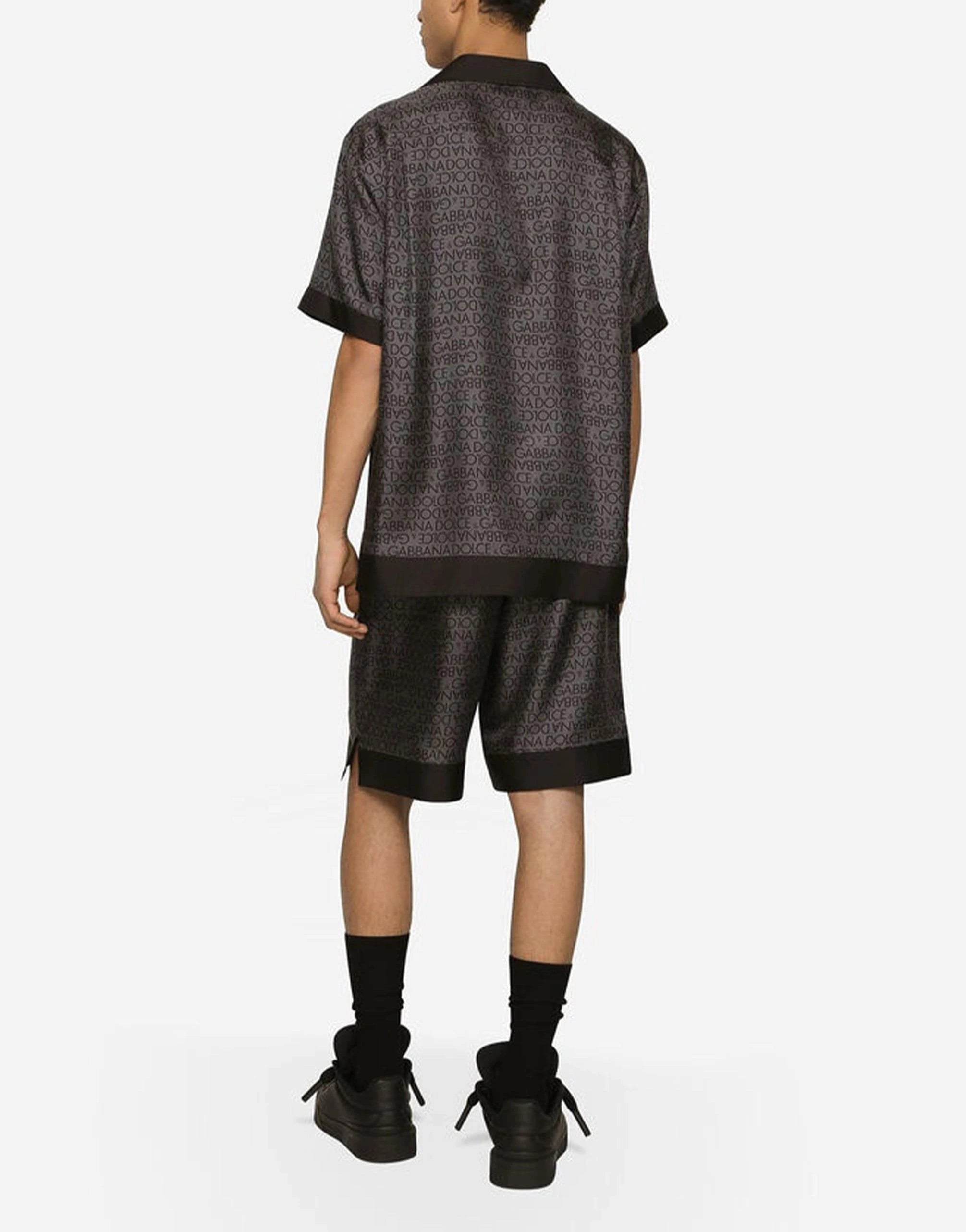 Dolce & Gabbana Silk Twill Logo Jogging Shorts