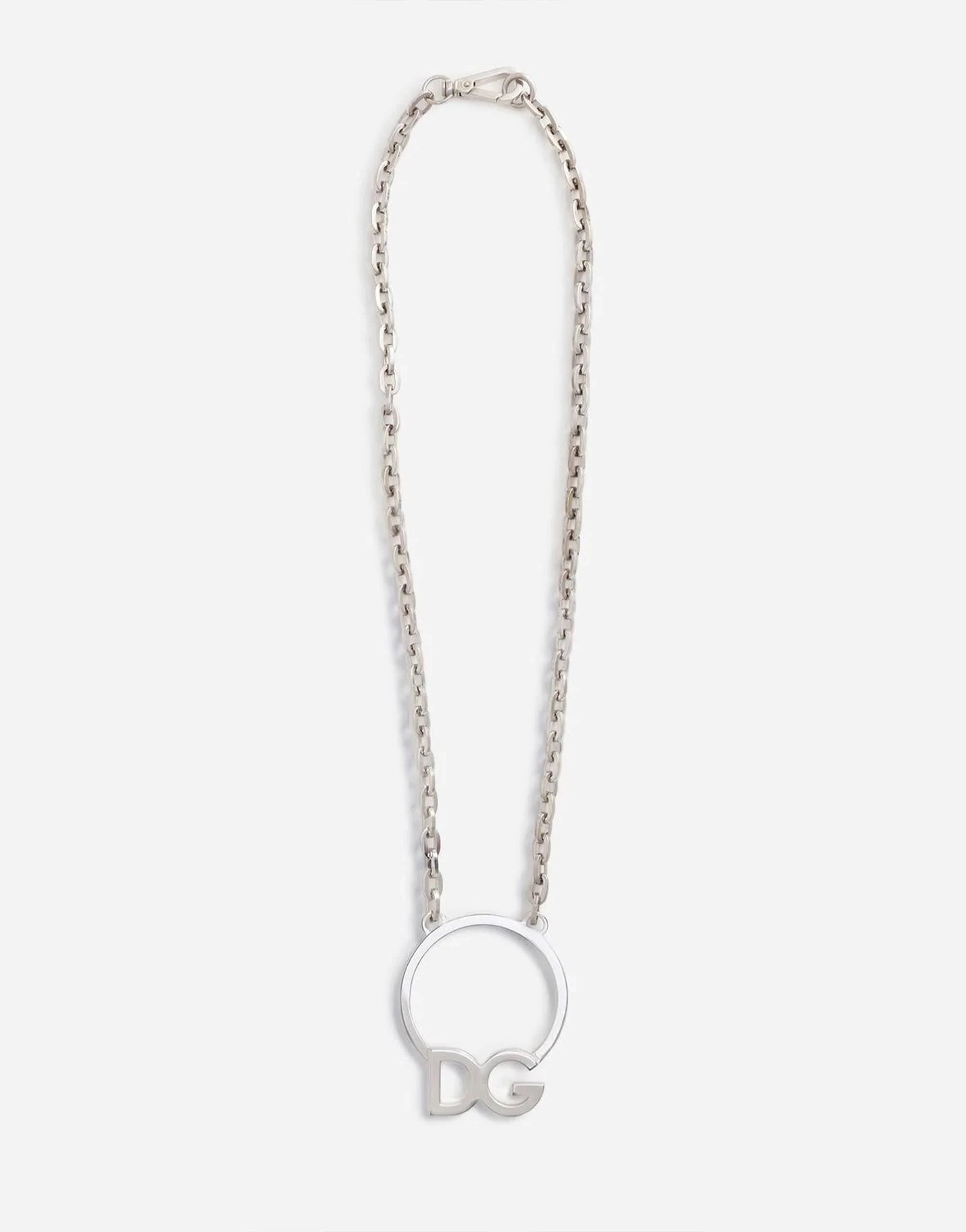 Dolce & Gabbana Silver DG Logo Pendant Necklace