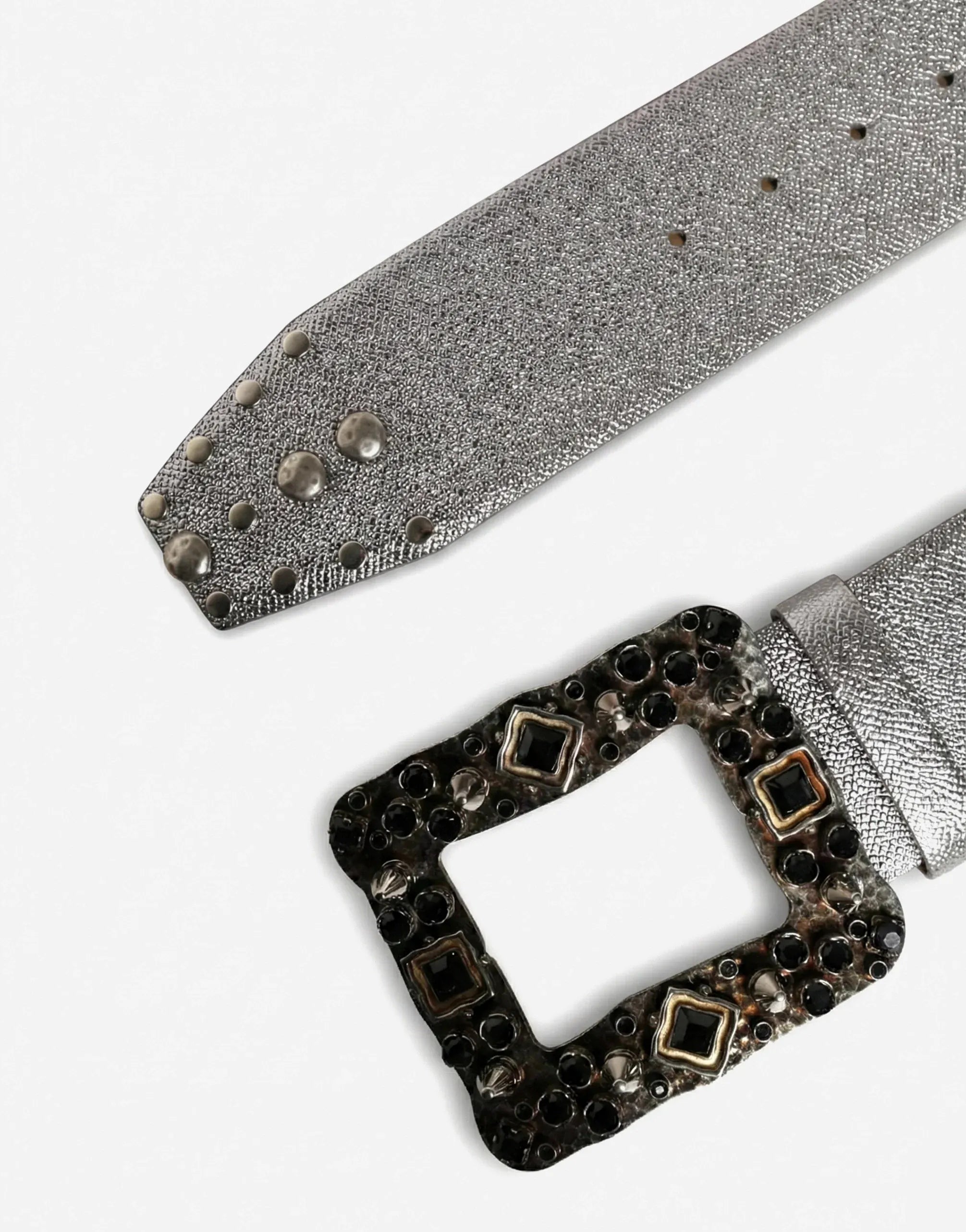 Dolce & Gabbana Silver Studded Leather Belt